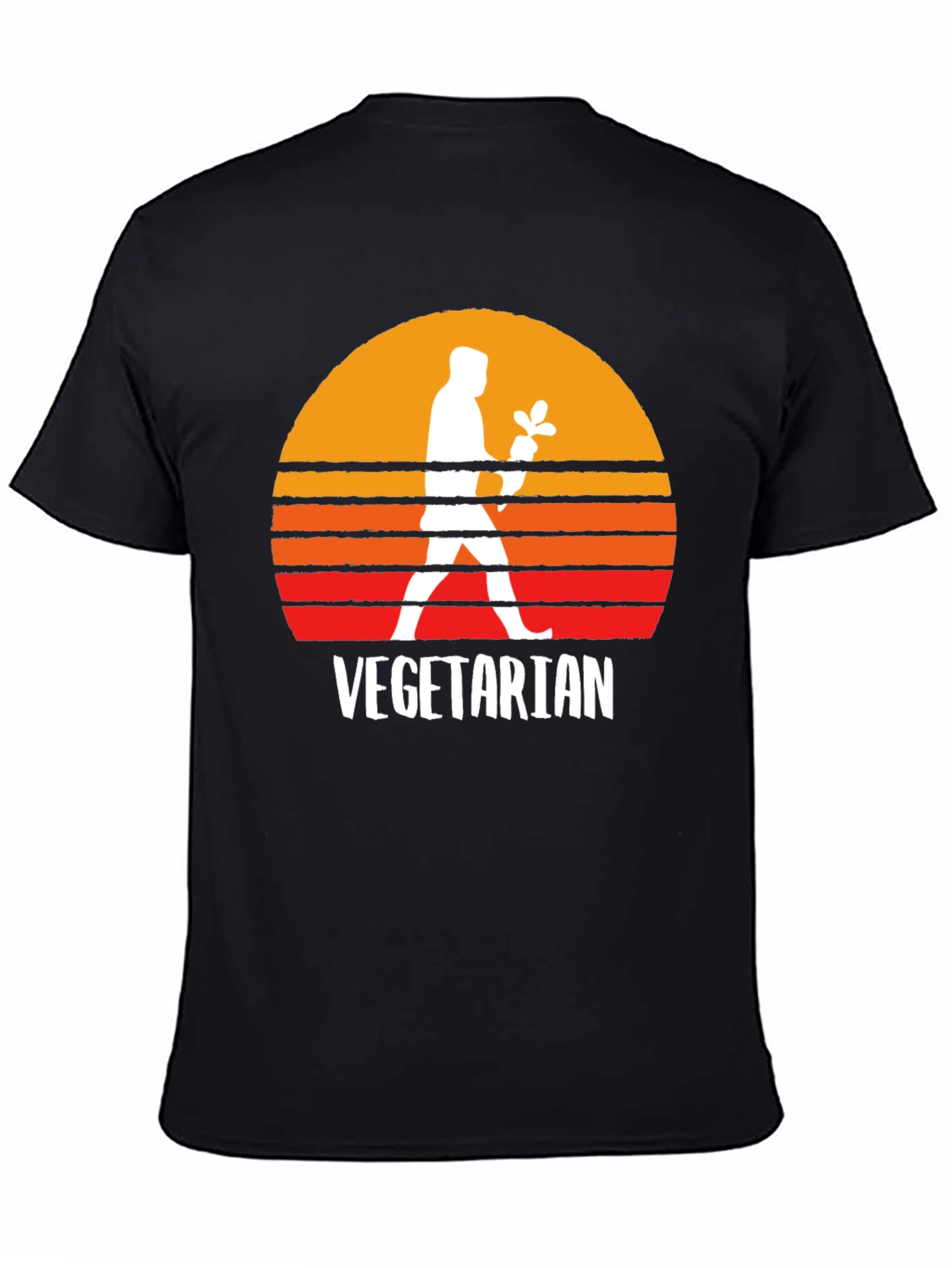 Black Vegetarian Sunset Graphic Tee - Black view 4