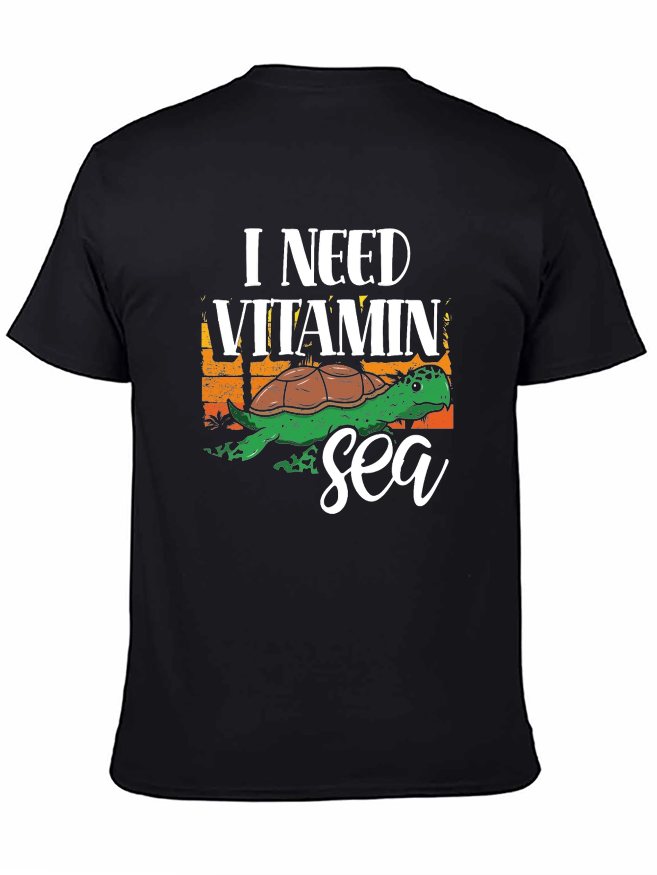 Black I Need Vitamin Sea Turtle Graphic T-Shirt view 4