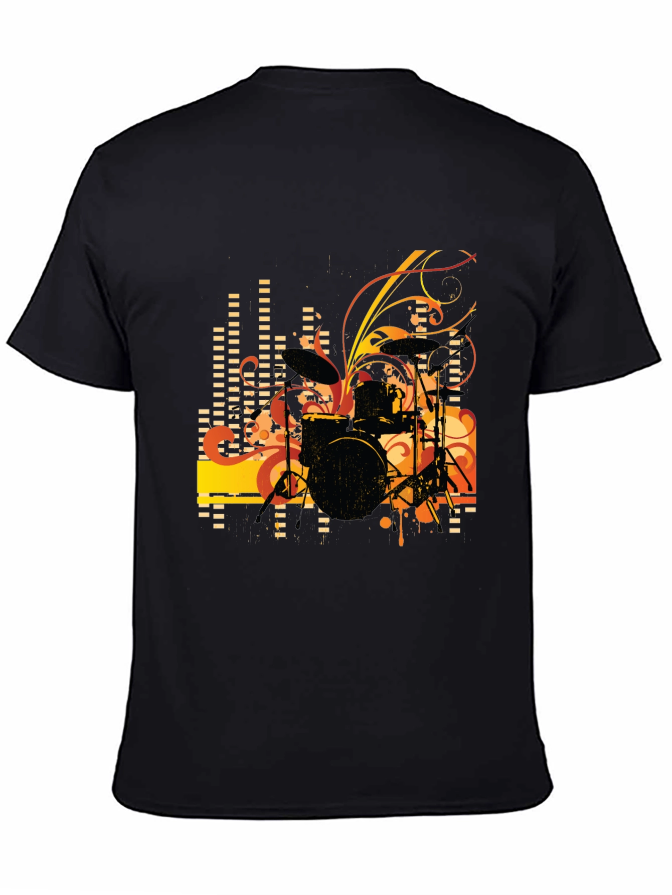 Black Drum Set Graphic T-Shirt - Black view 4