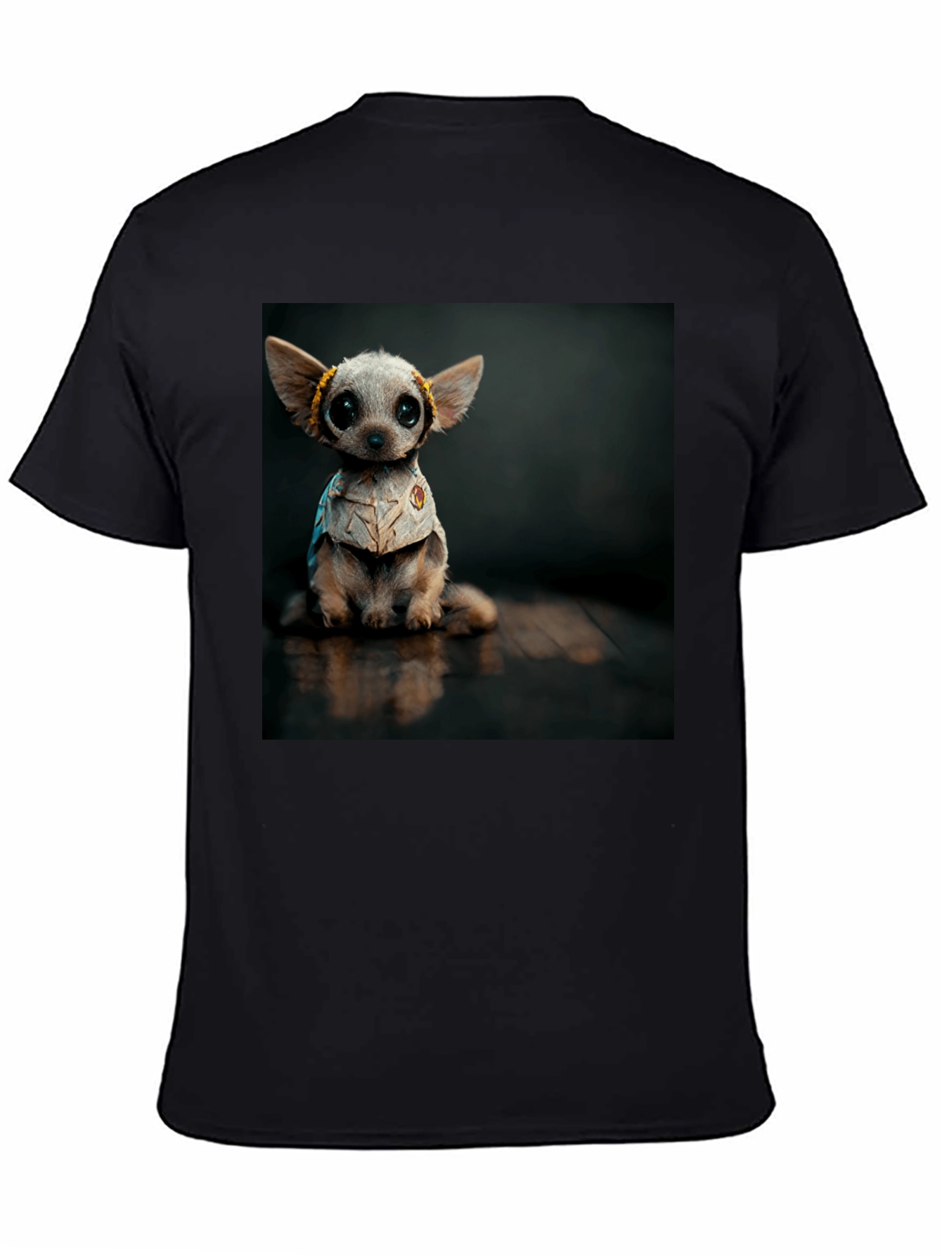 Black Cute Chihuahua Dog T-Shirt view 4