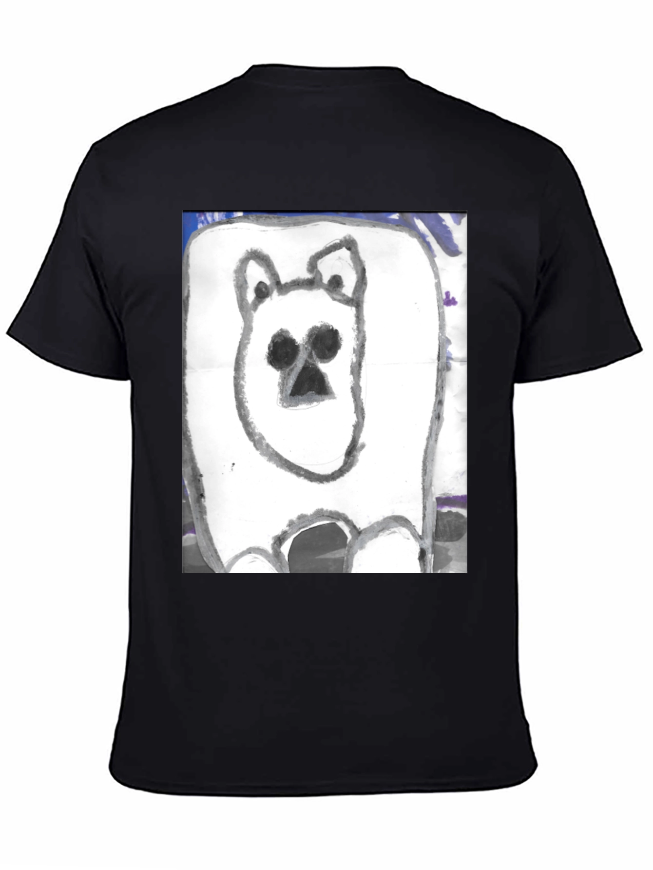 Black Hand-Drawn Bear Graphic T-Shirt view 4