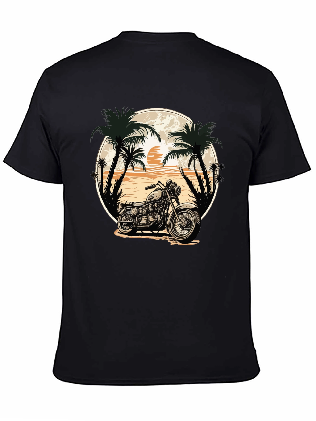Black Motorcycle Beach Graphic Tee view 4