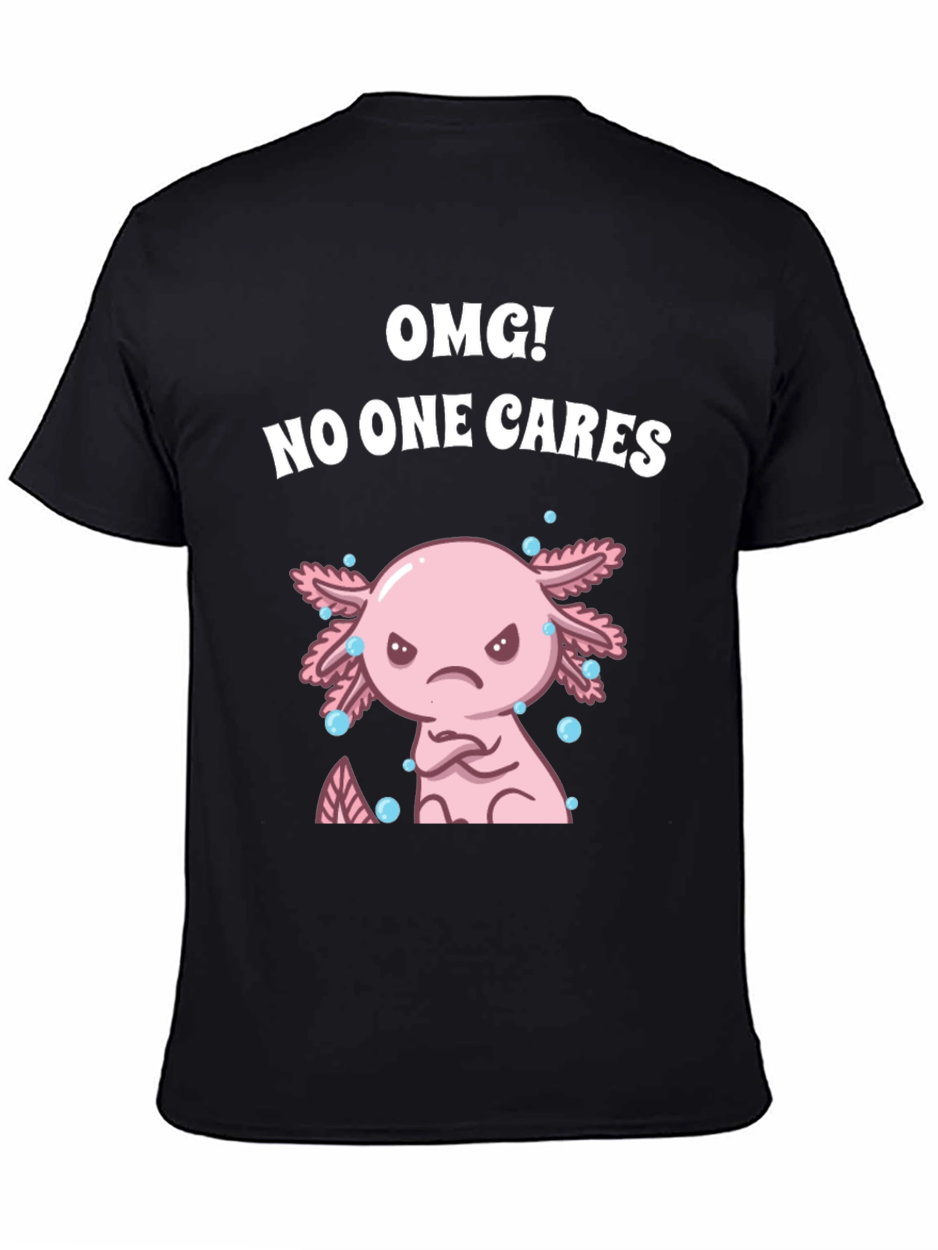 Black OMG! No One Cares Axolotl Graphic Tee view 4