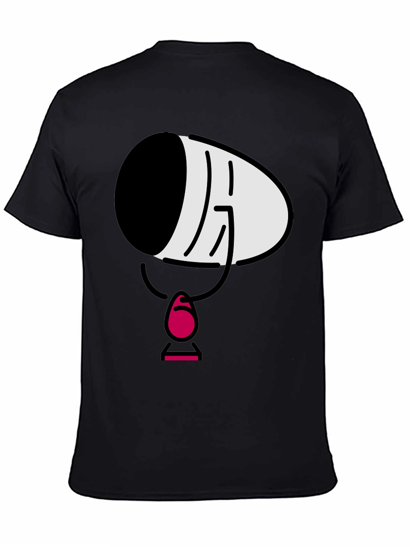 Black Men's Black Cartoon Face T-Shirt view 4