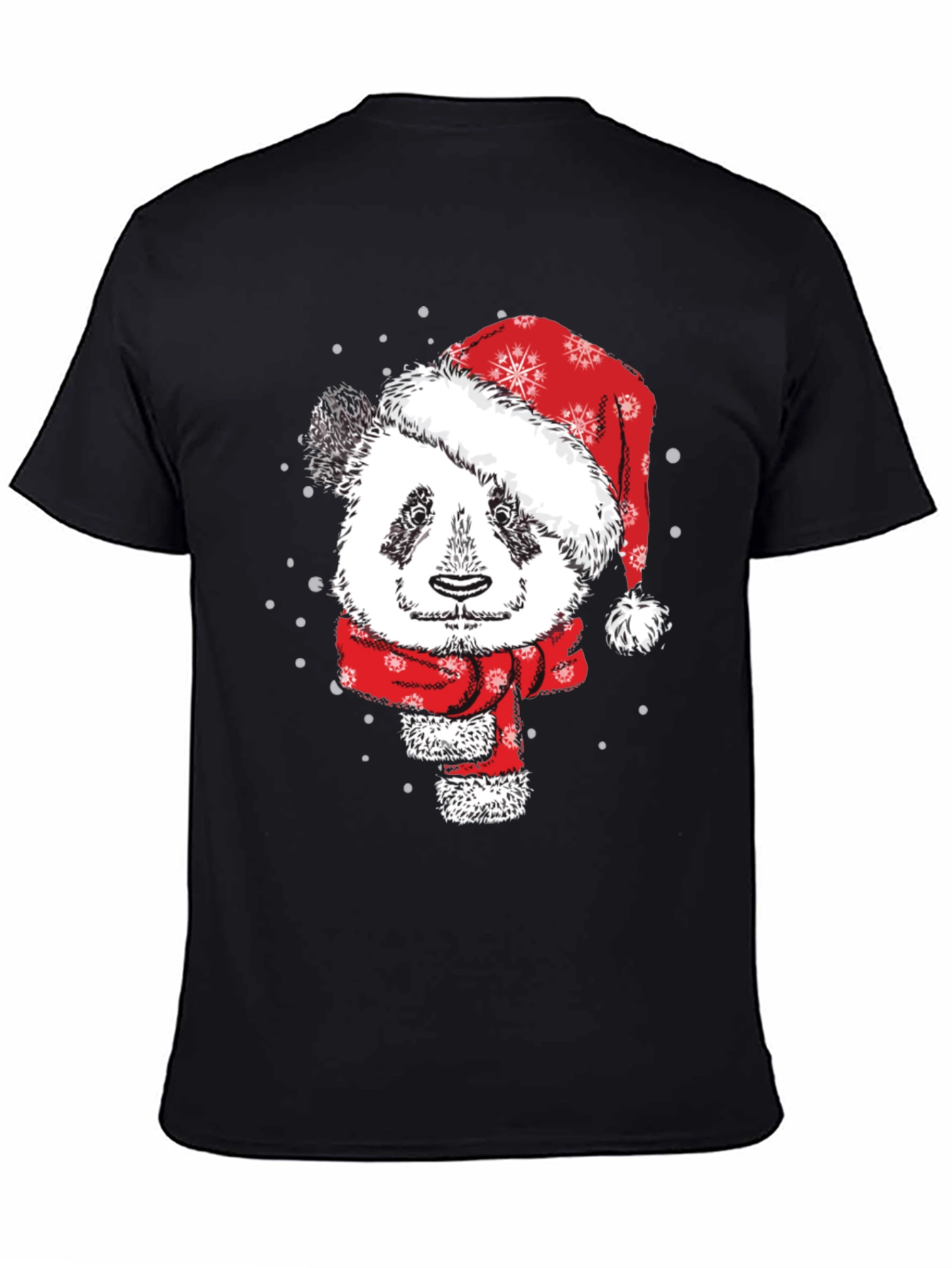 Black Festive Panda Christmas T-Shirt view 4