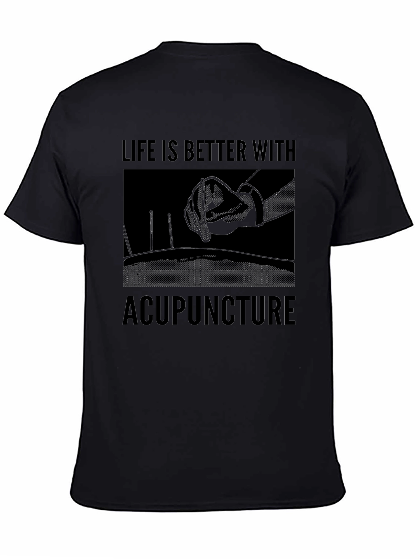Black Acupuncture Life T-Shirt - Premium Cotton Blend view 4