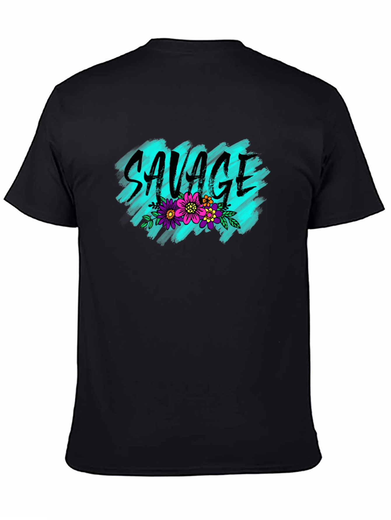 Black Savage Floral Graphic Tee - Trendy Black T-Shirt view 4