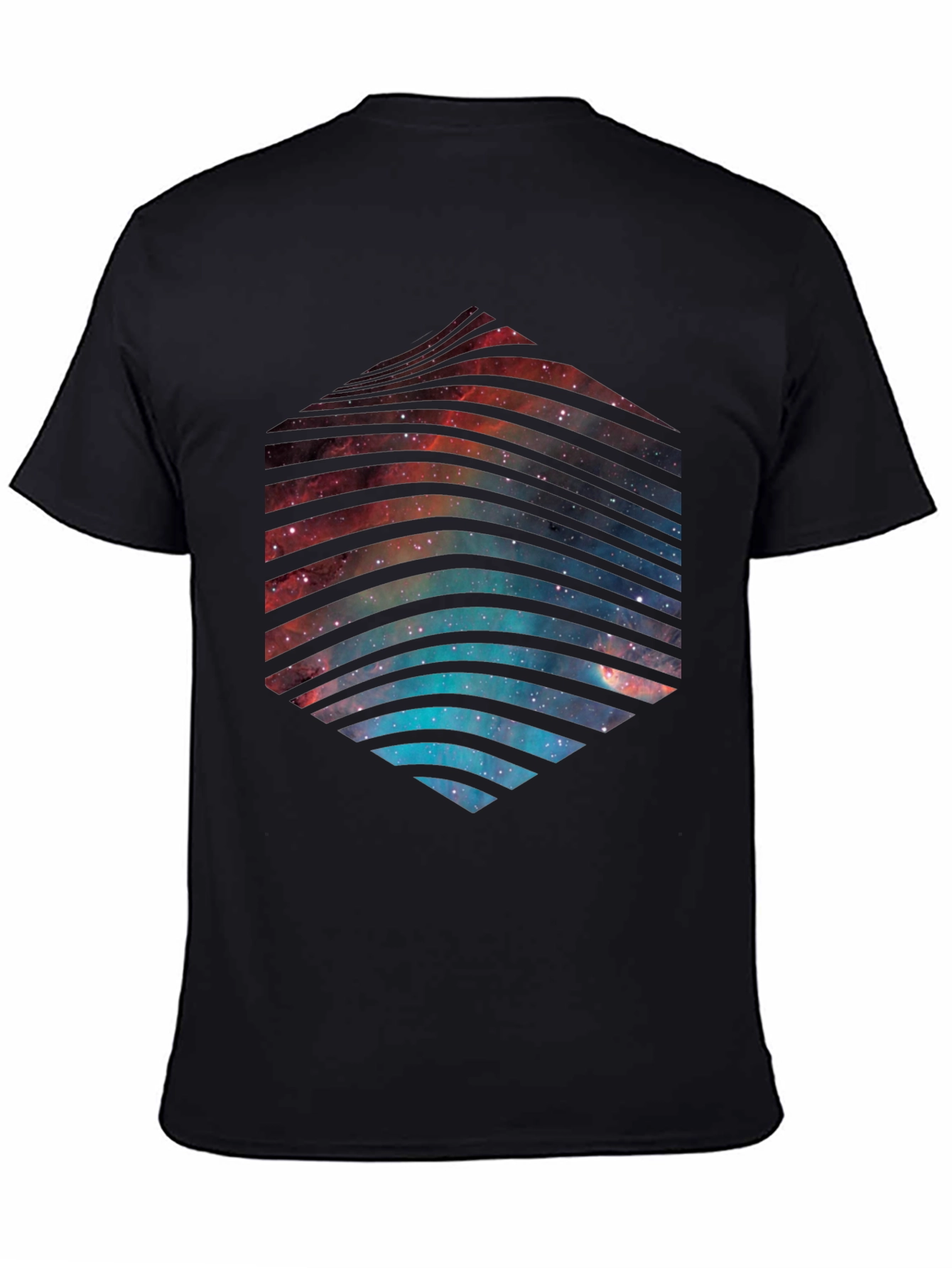 Black Cosmic Hex T-Shirt - Galaxy Space Design view 4