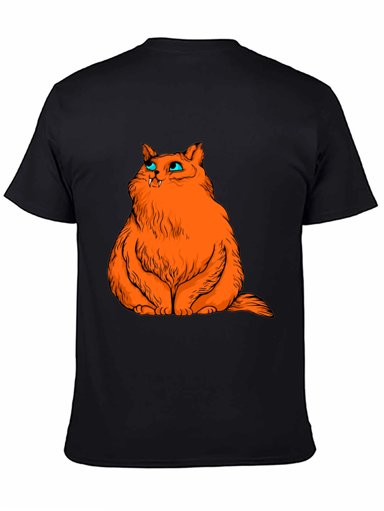 Black Orange Cat Graphic Tee - Black Cotton T-Shirt view 4