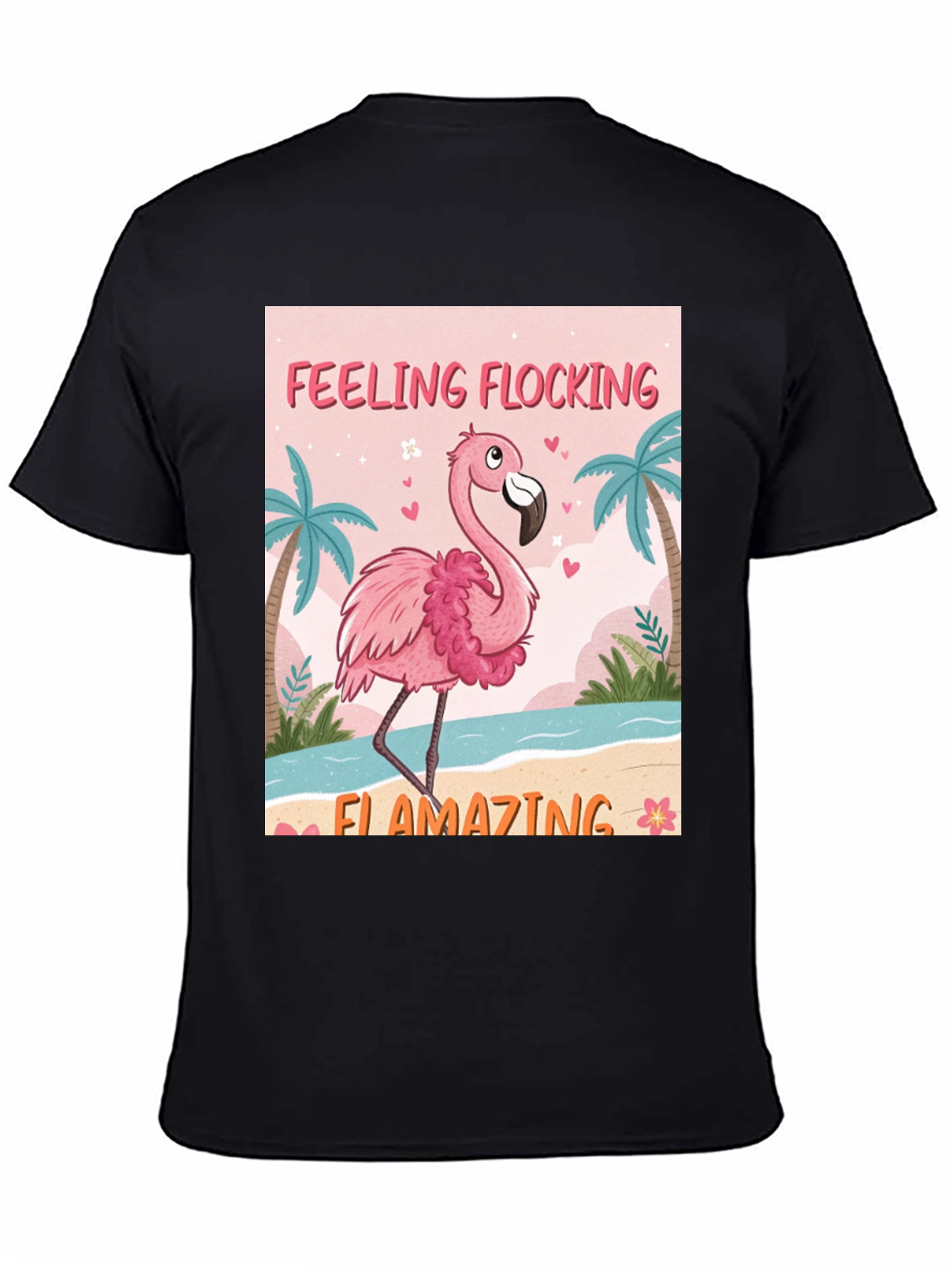 Black Feeling Flocking Flamazing Flamingo Graphic Tee view 4