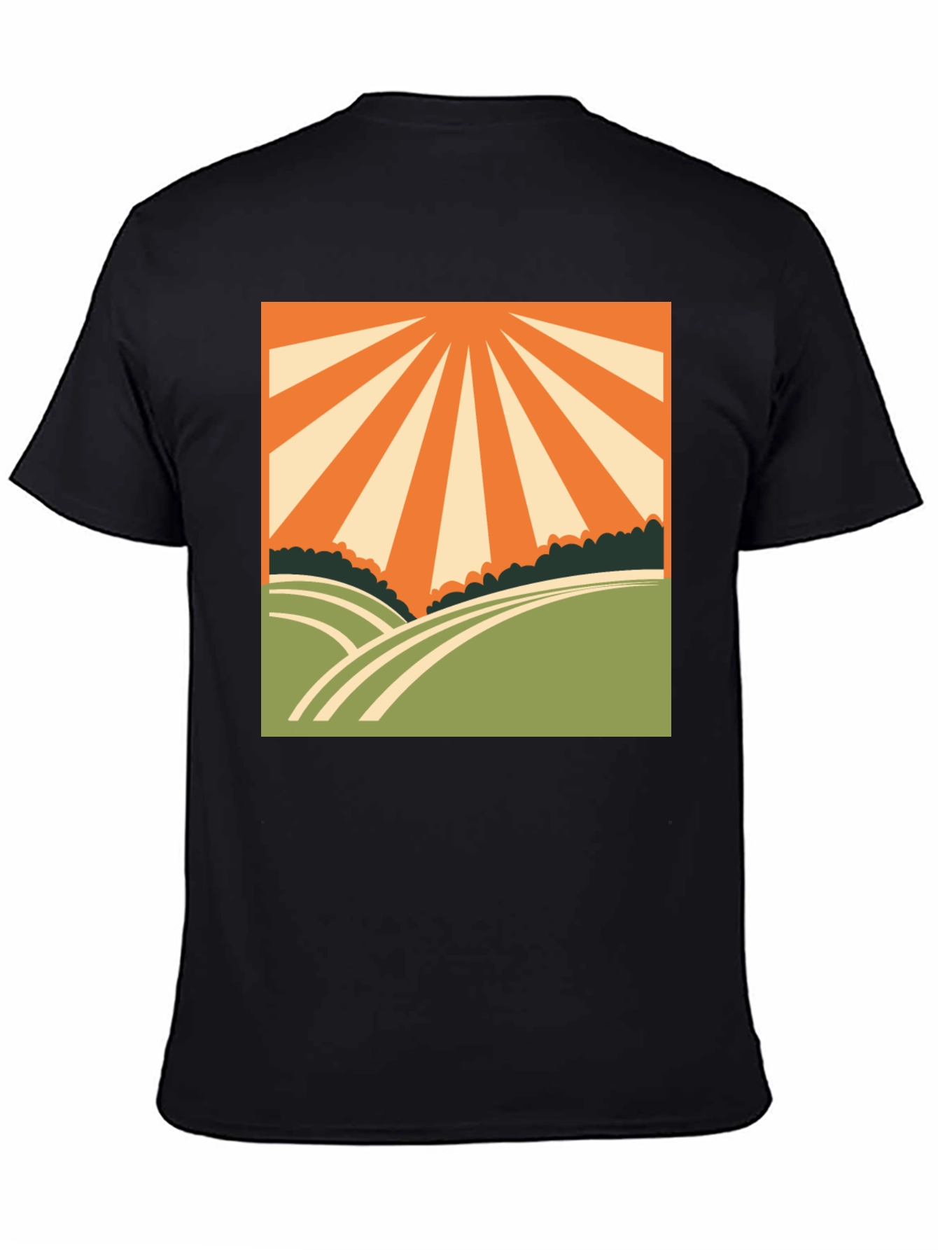 Black Retro Sunrise Graphic Tee - Vintage Inspired Design view 4