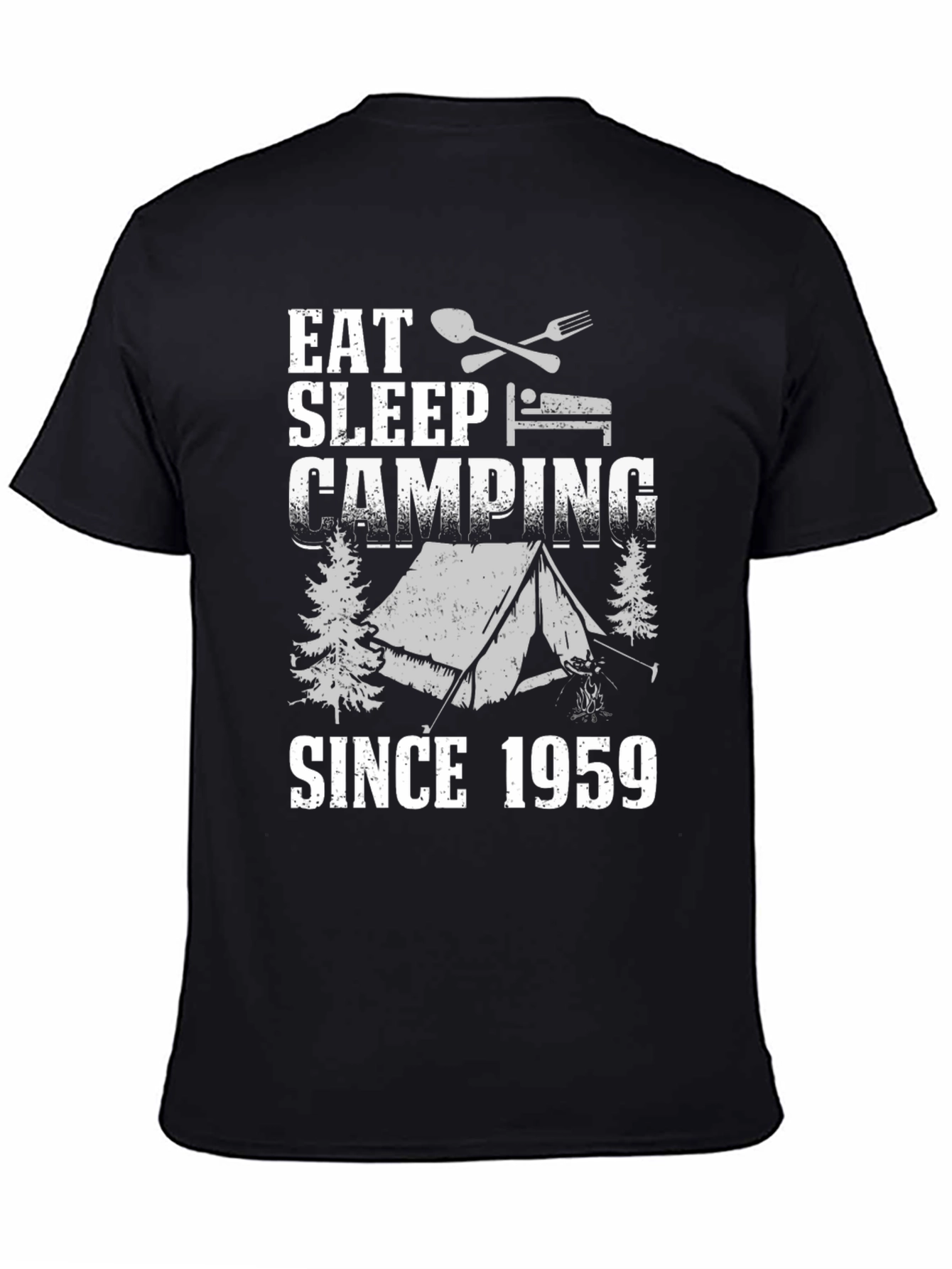 Black Eat Sleep Camping Since 1959 T-Shirt view 4