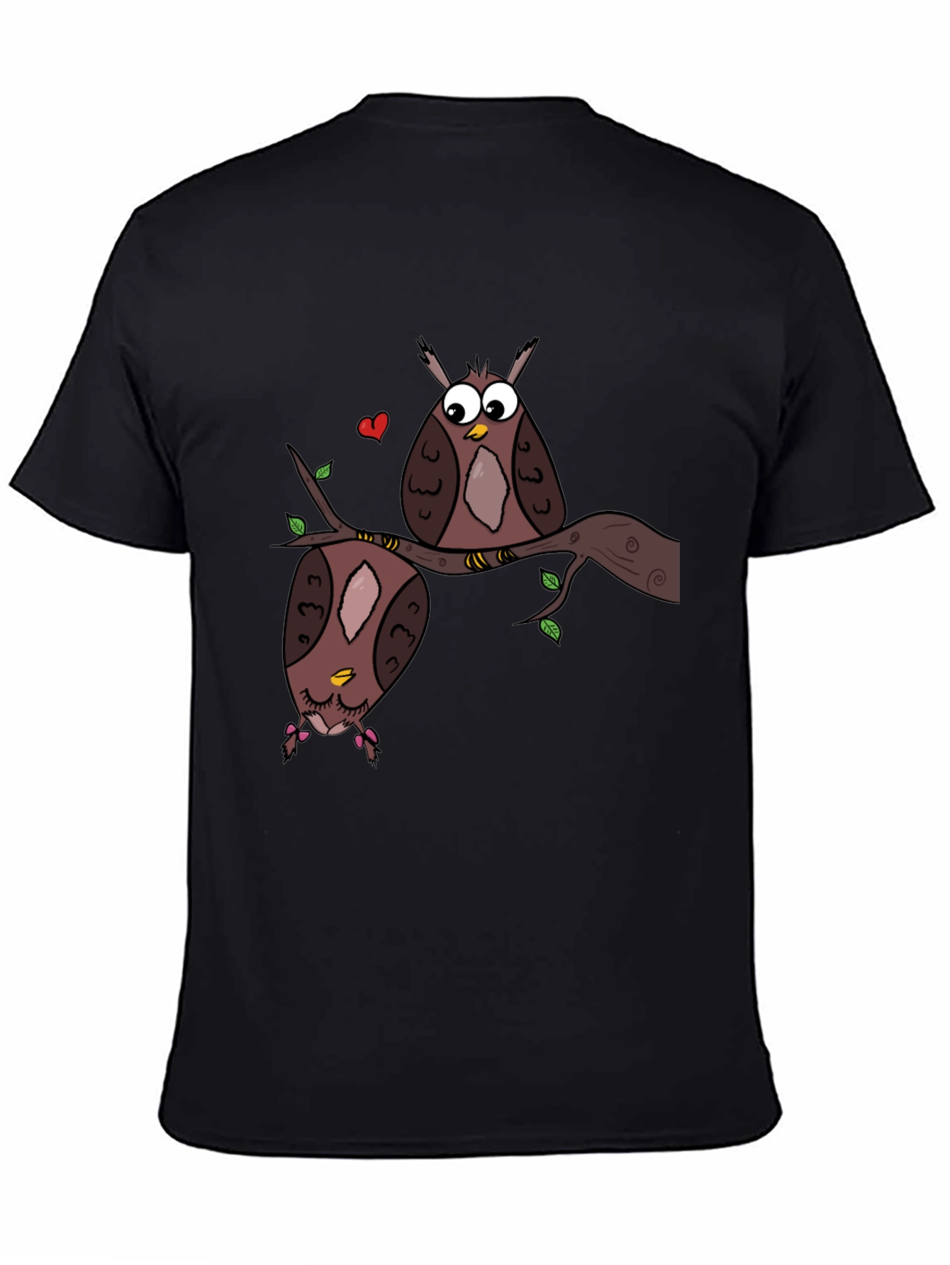 Black Owl Love Graphic Tee - Black Unisex T-Shirt view 4