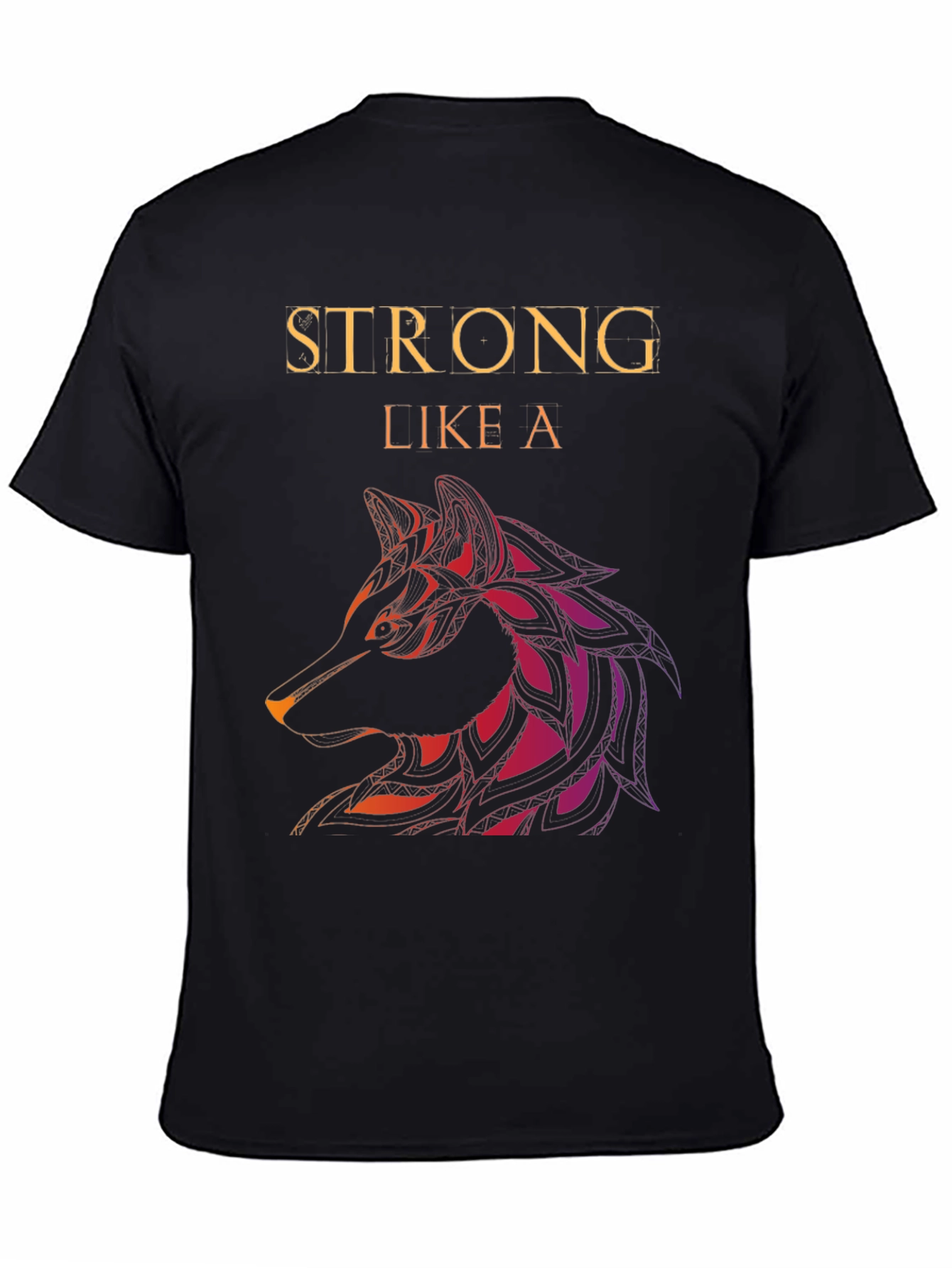 Black Strong Like a Wolf Graphic Tee view 4
