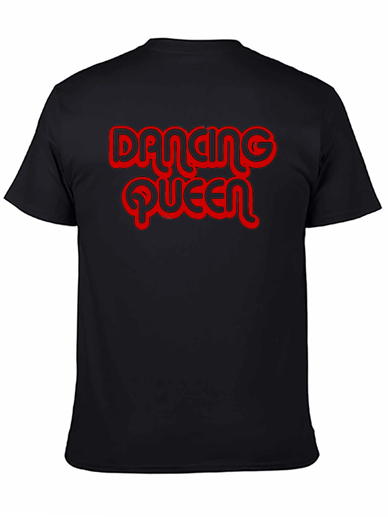 Black Dancing Queen T-Shirt - Retro Red Graphic on Black Cotton Tee view 4
