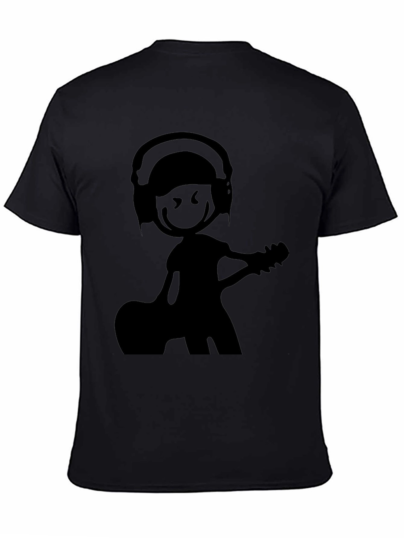 Black Stick Figure Musician T-Shirt view 4
