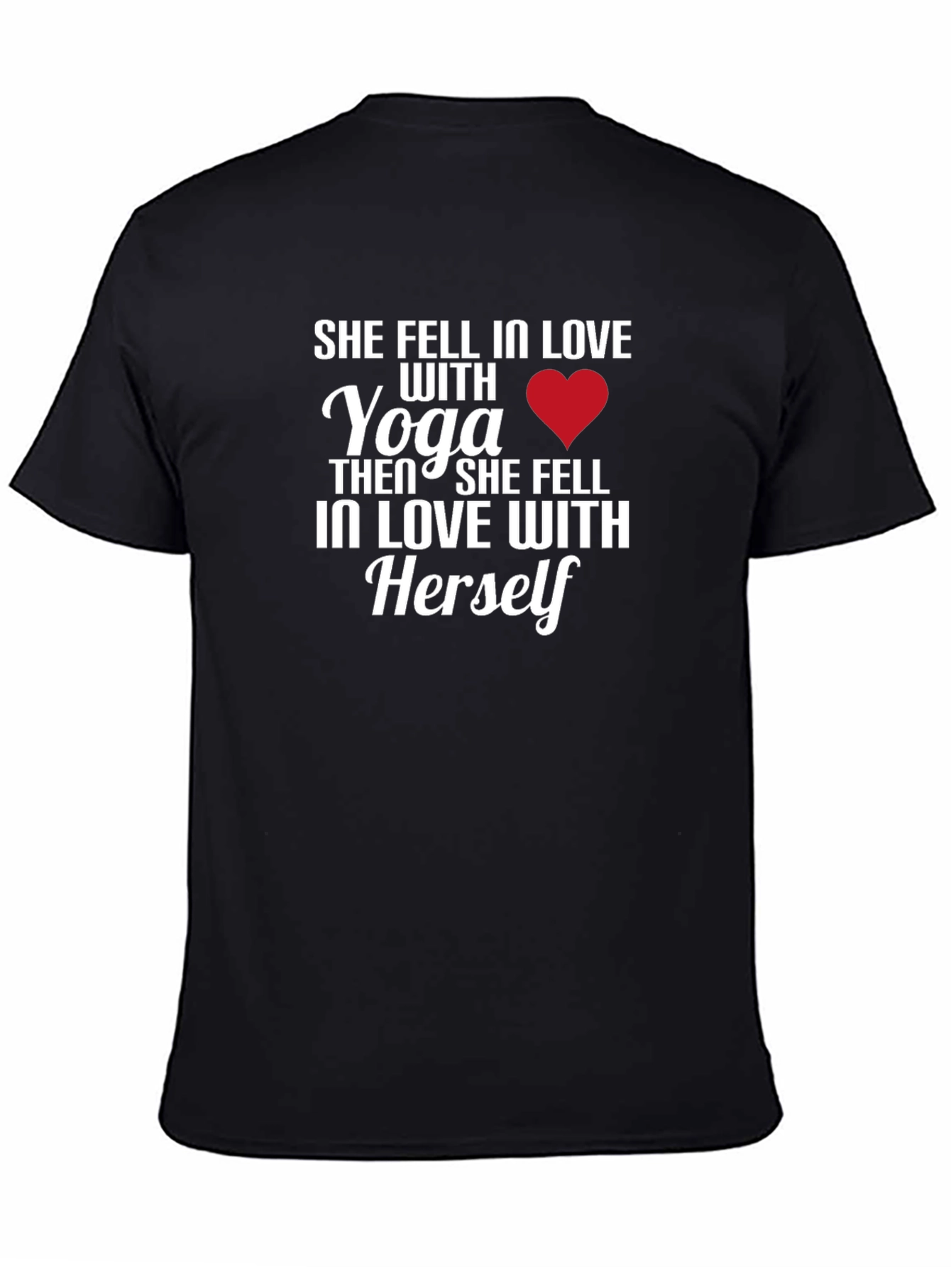 Black Yoga Lover Graphic Tee: She Fell In Love view 4