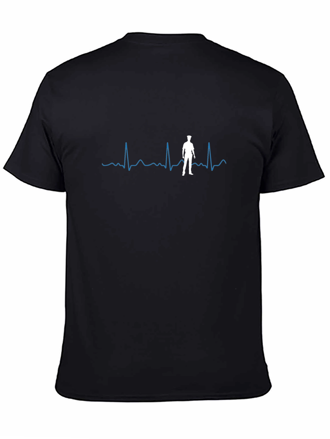 Black Police Officer Heartbeat T-Shirt - Black view 4