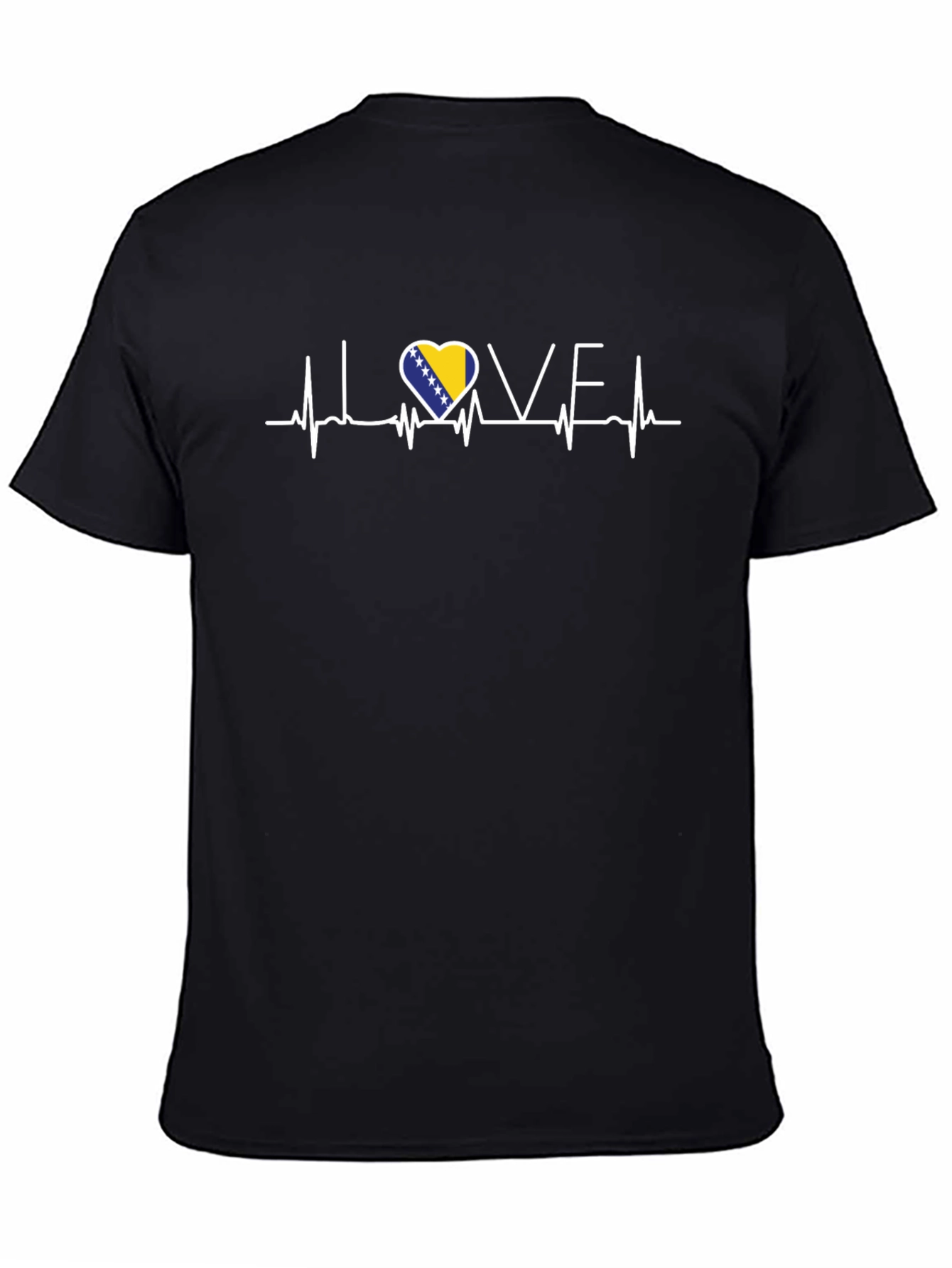 Black I Love Bosnia Heartbeat Tee view 4