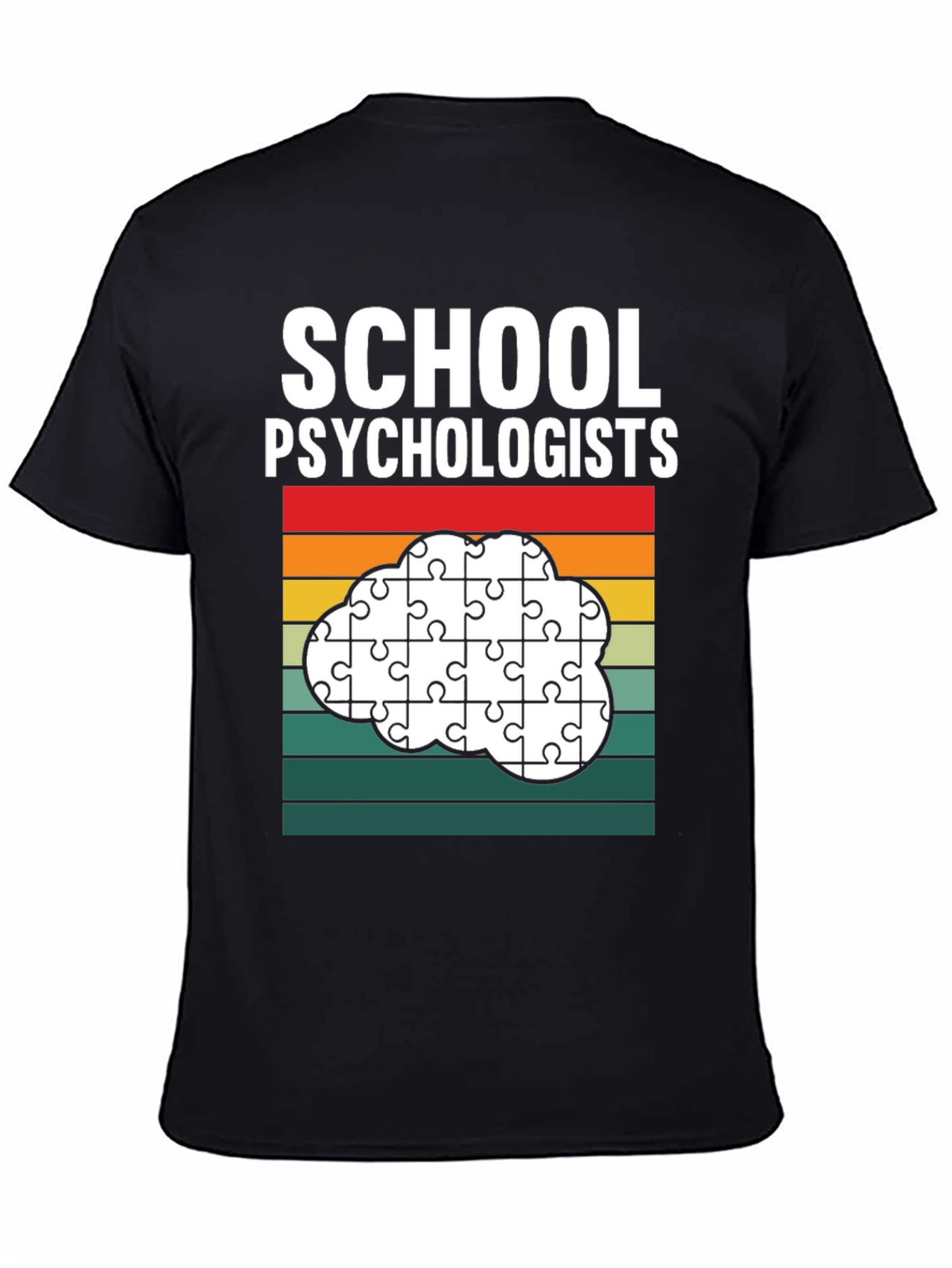 Black School Psychologist Puzzle Piece Cloud T-Shirt view 4