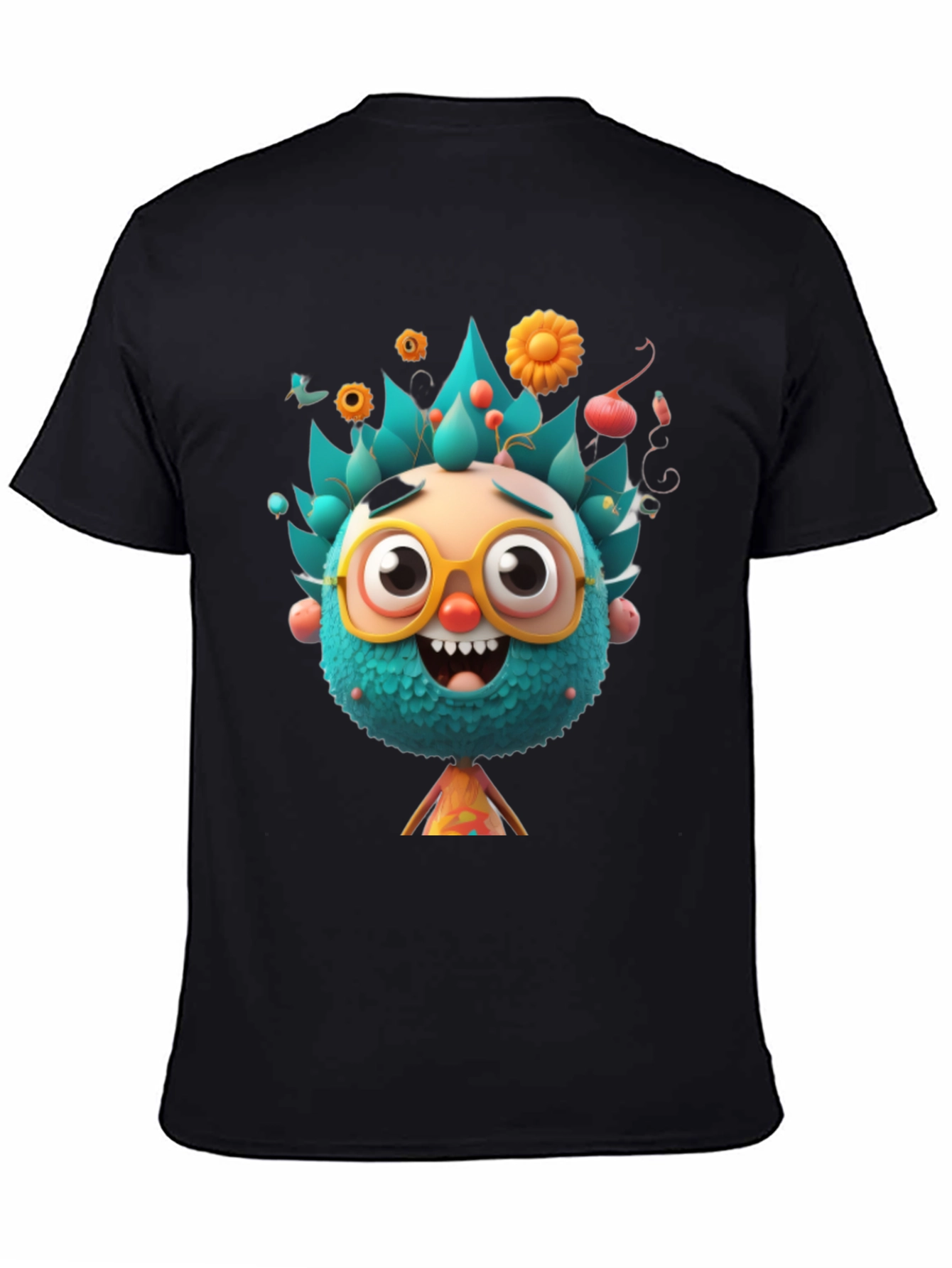 Black Fun Cartoon Character Graphic T-Shirt view 4