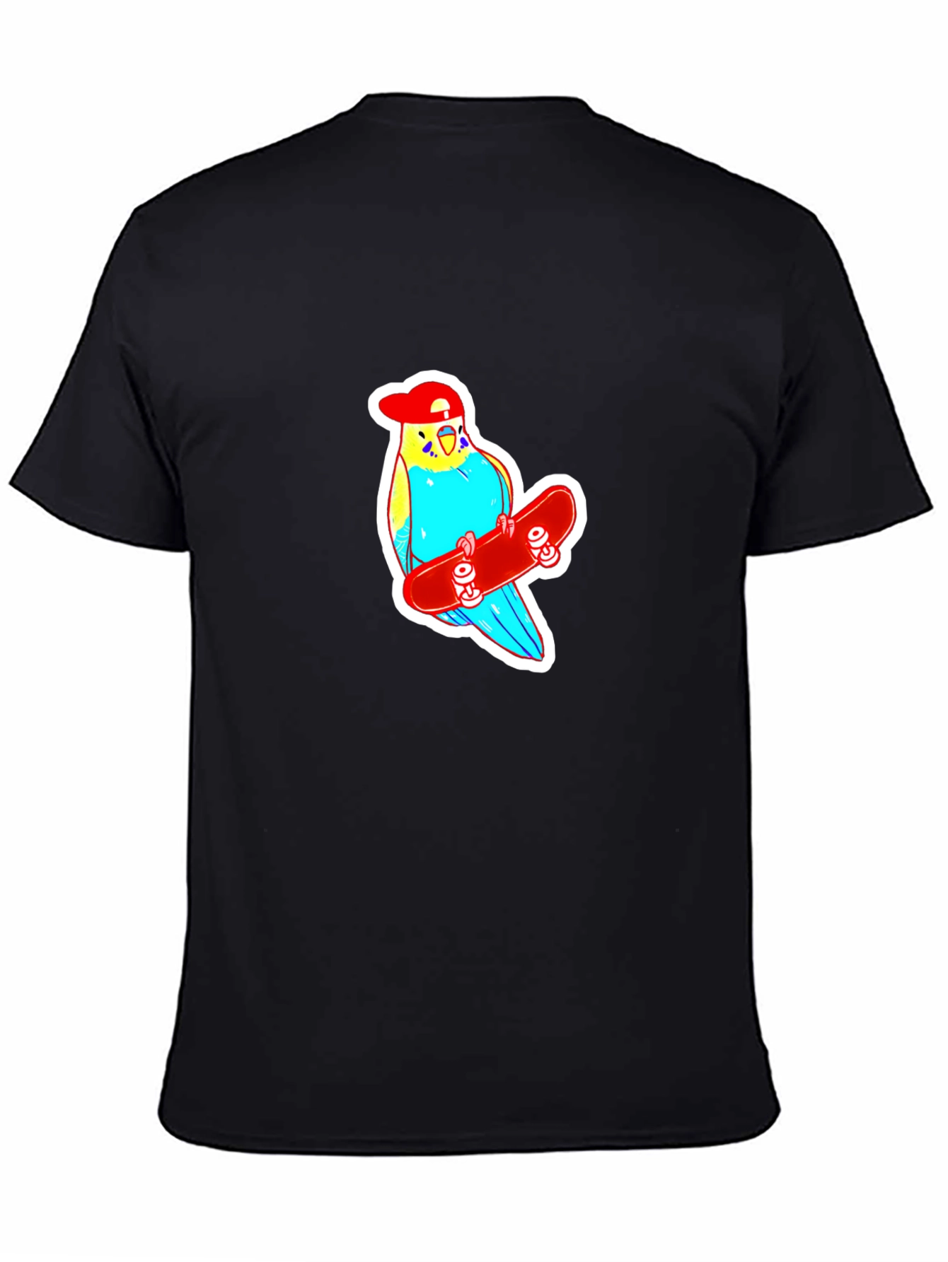Black Skater Budgie T-Shirt - Cool Birdie Tee view 4