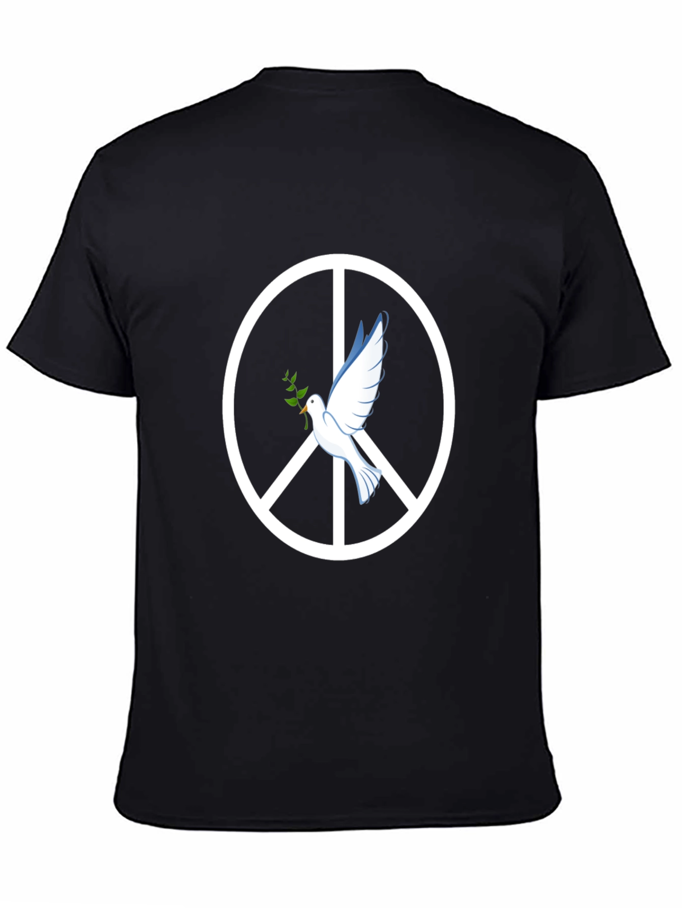 Black Peace Dove Graphic Tee - Black Cotton T-Shirt view 4