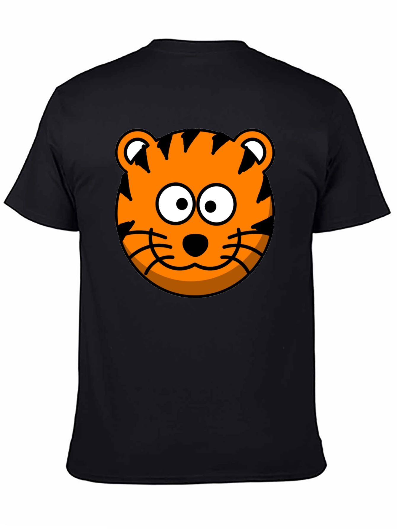 Black Tiger Cartoon Graphic Black T-Shirt view 4
