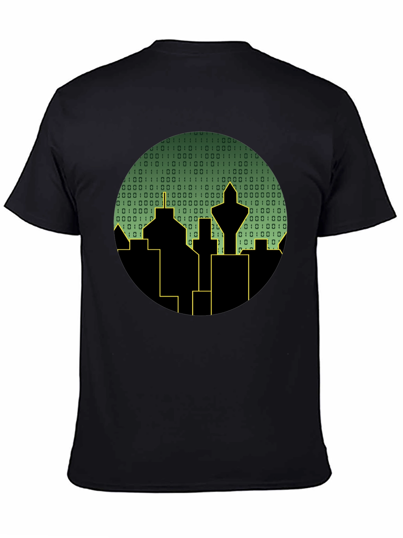 Black Tech City T-Shirt - Binary Skyline view 4