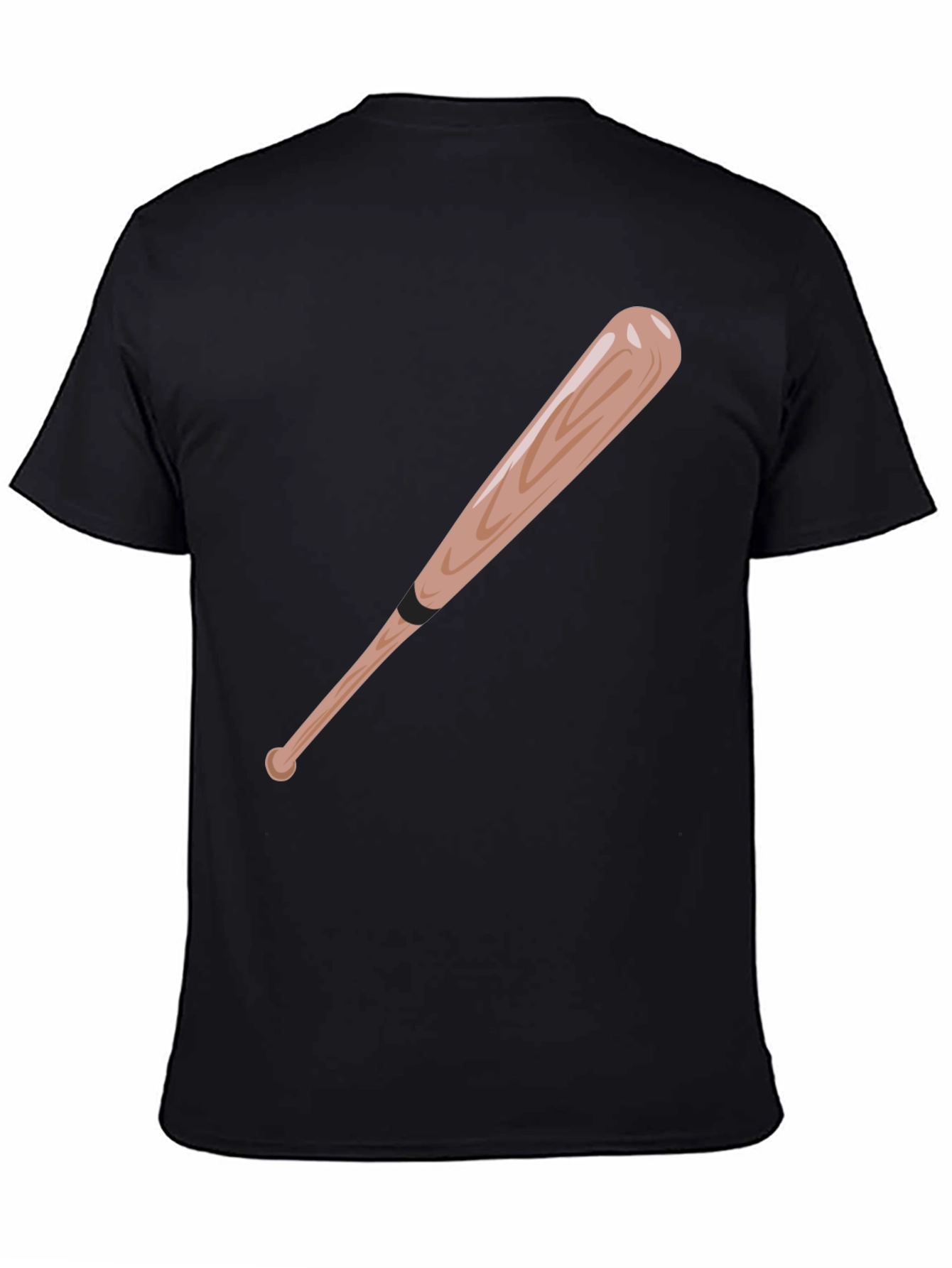 Black Baseball Bat Graphic Tee - Black Cotton T-Shirt view 4