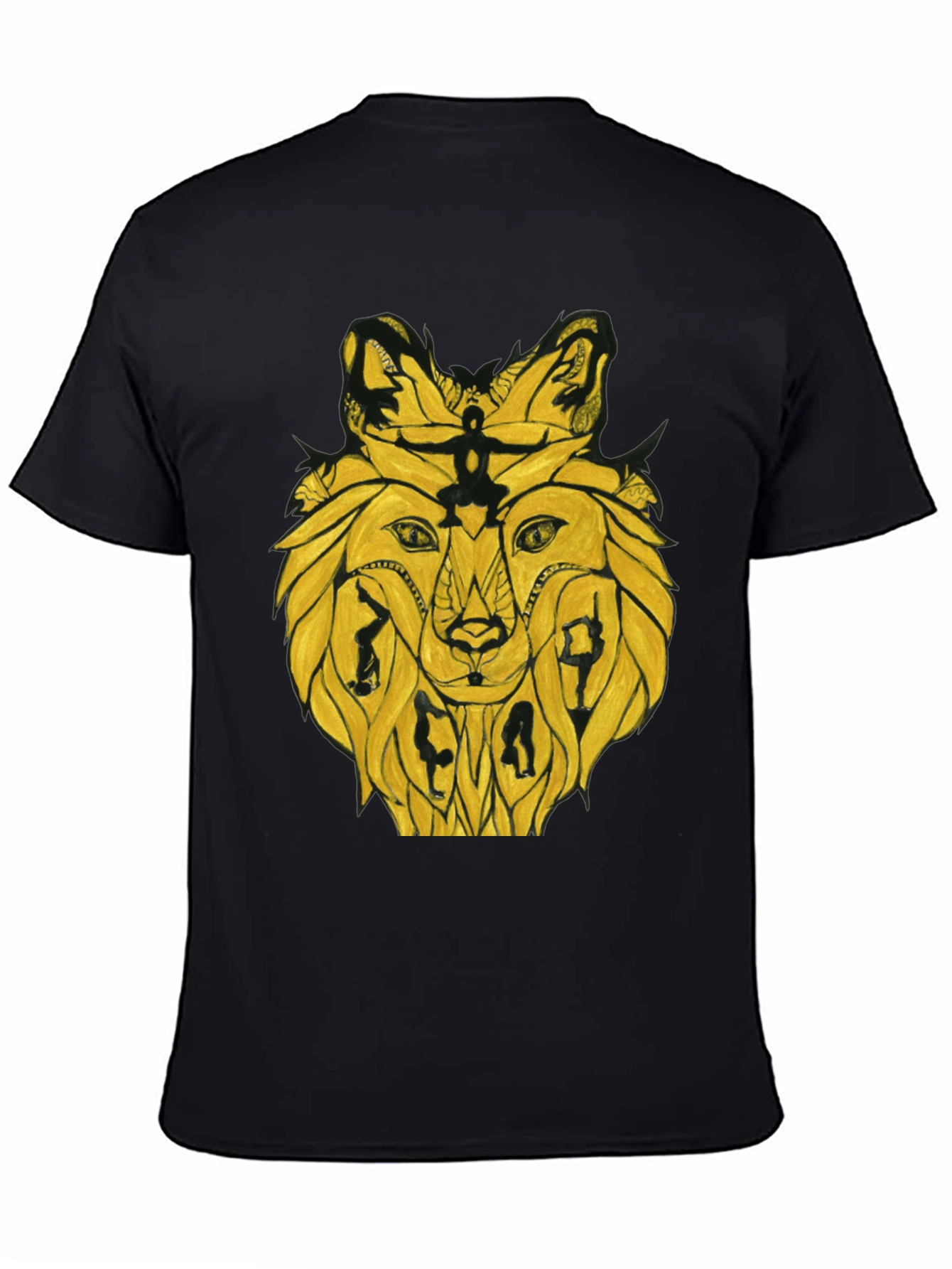Black Abstract Lion T-Shirt - Unique Graphic Tee view 4