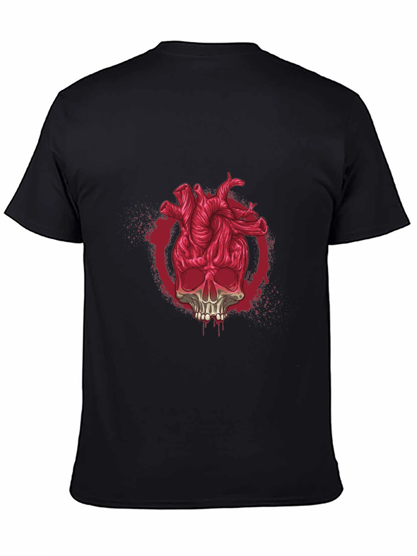 Black Skull Heart Graphic Tee - Black T-Shirt view 4