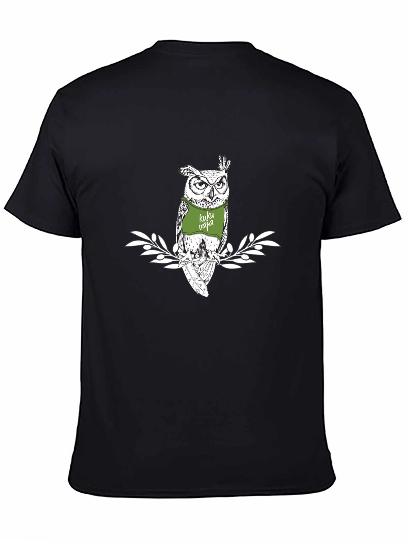 Black Cool Owl Tee: Kuku Vaja Graphic Print view 4