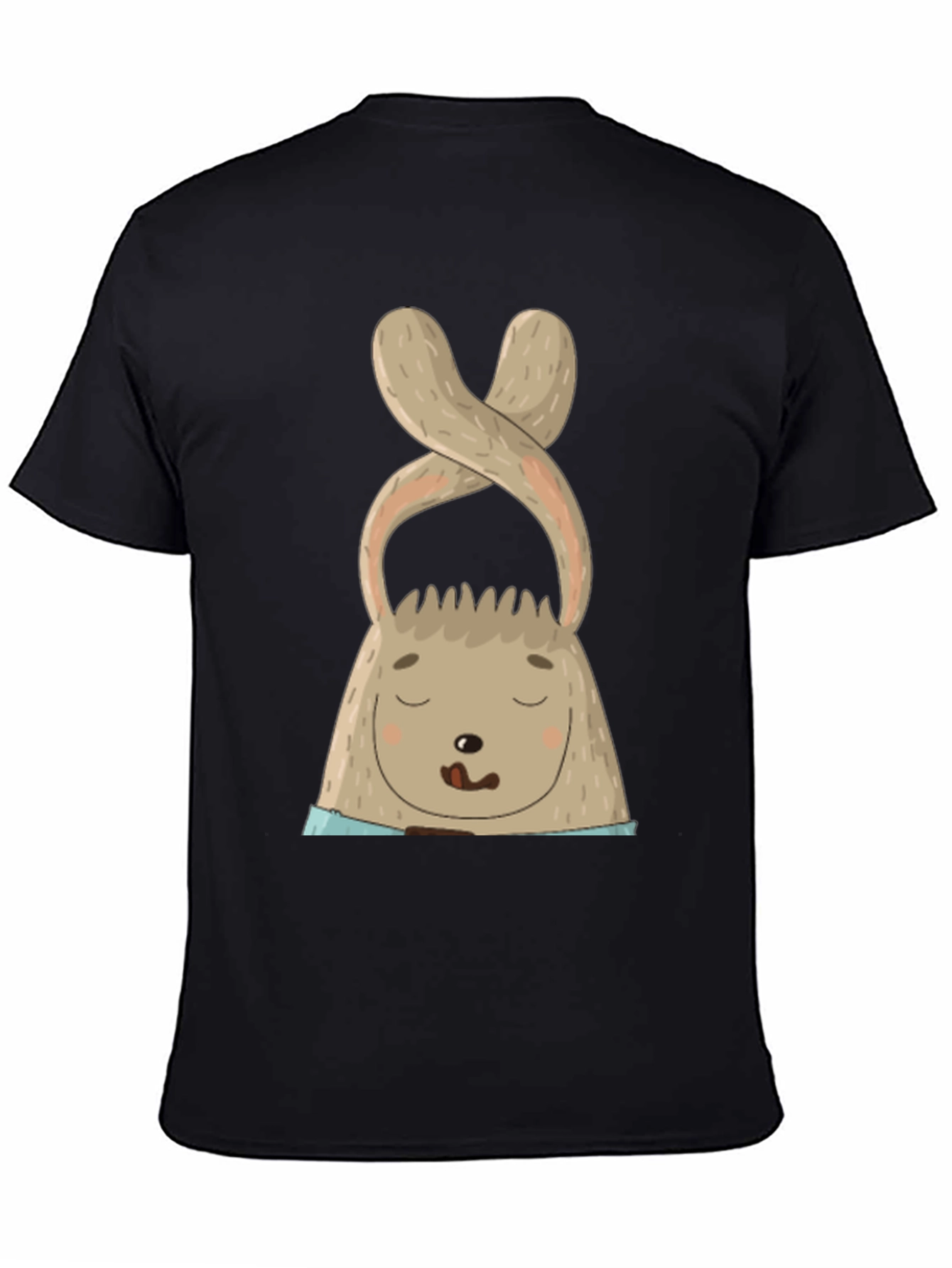 Black Cute Bunny Graphic Tee - Black Cotton Blend view 4