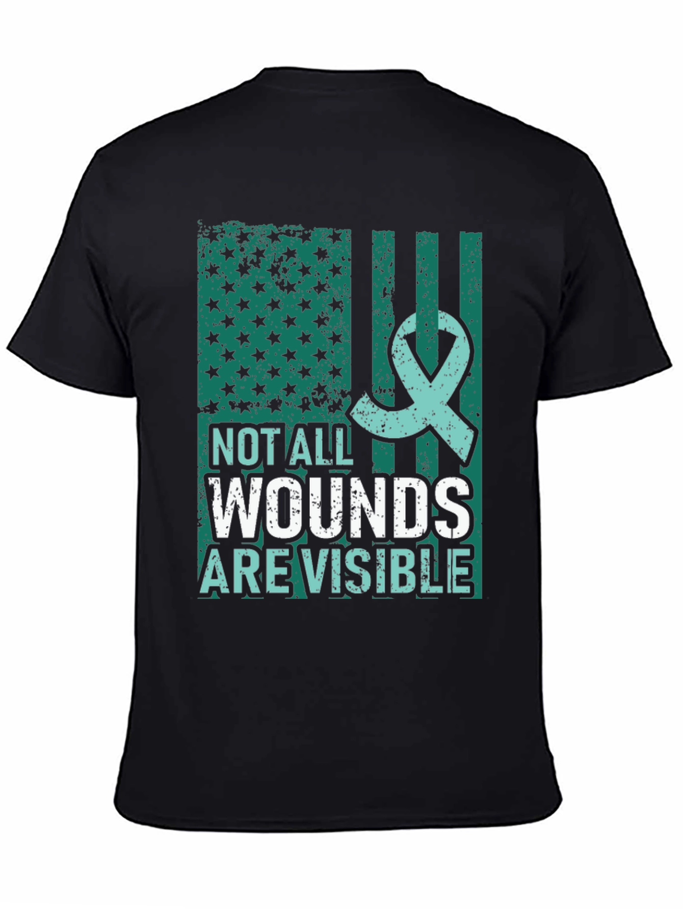 Black Not All Wounds Are Visible Mental Health Awareness T-Shirt view 4