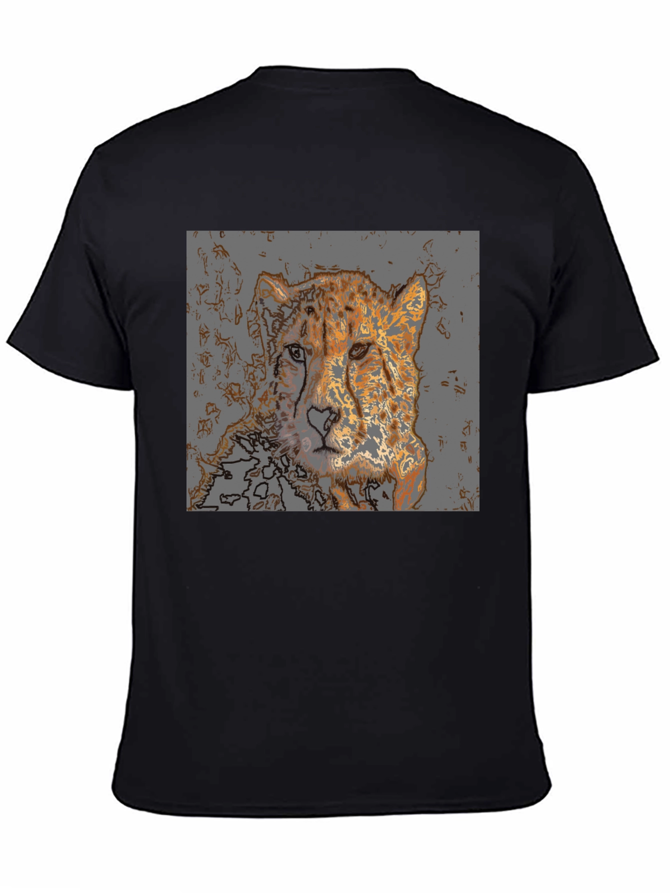Black Cheetah Graphic Print T-Shirt - Men's Casual Tee view 4