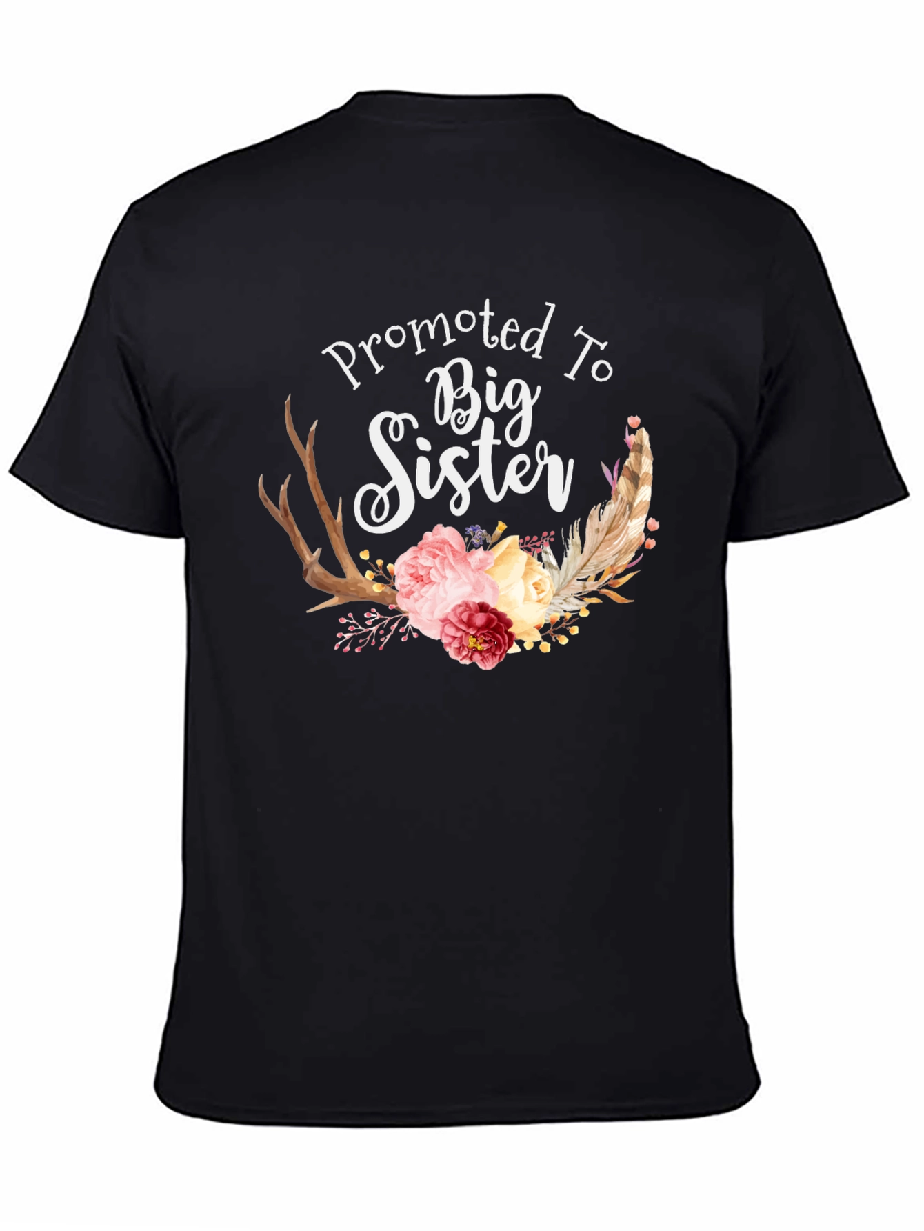 Black Promoted To Big Sister Floral T-Shirt view 4