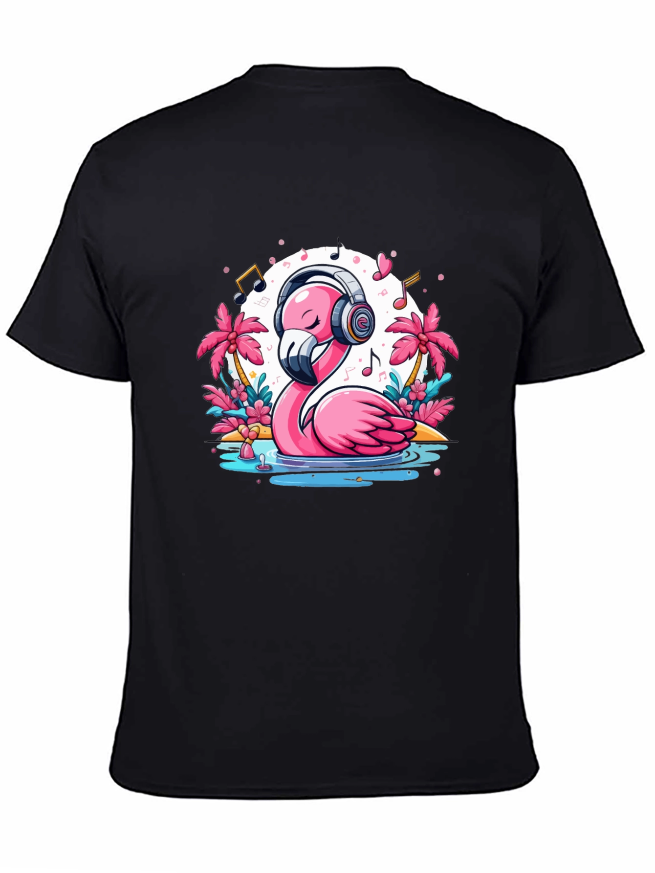Black Flamingo Music Lover T-Shirt view 4