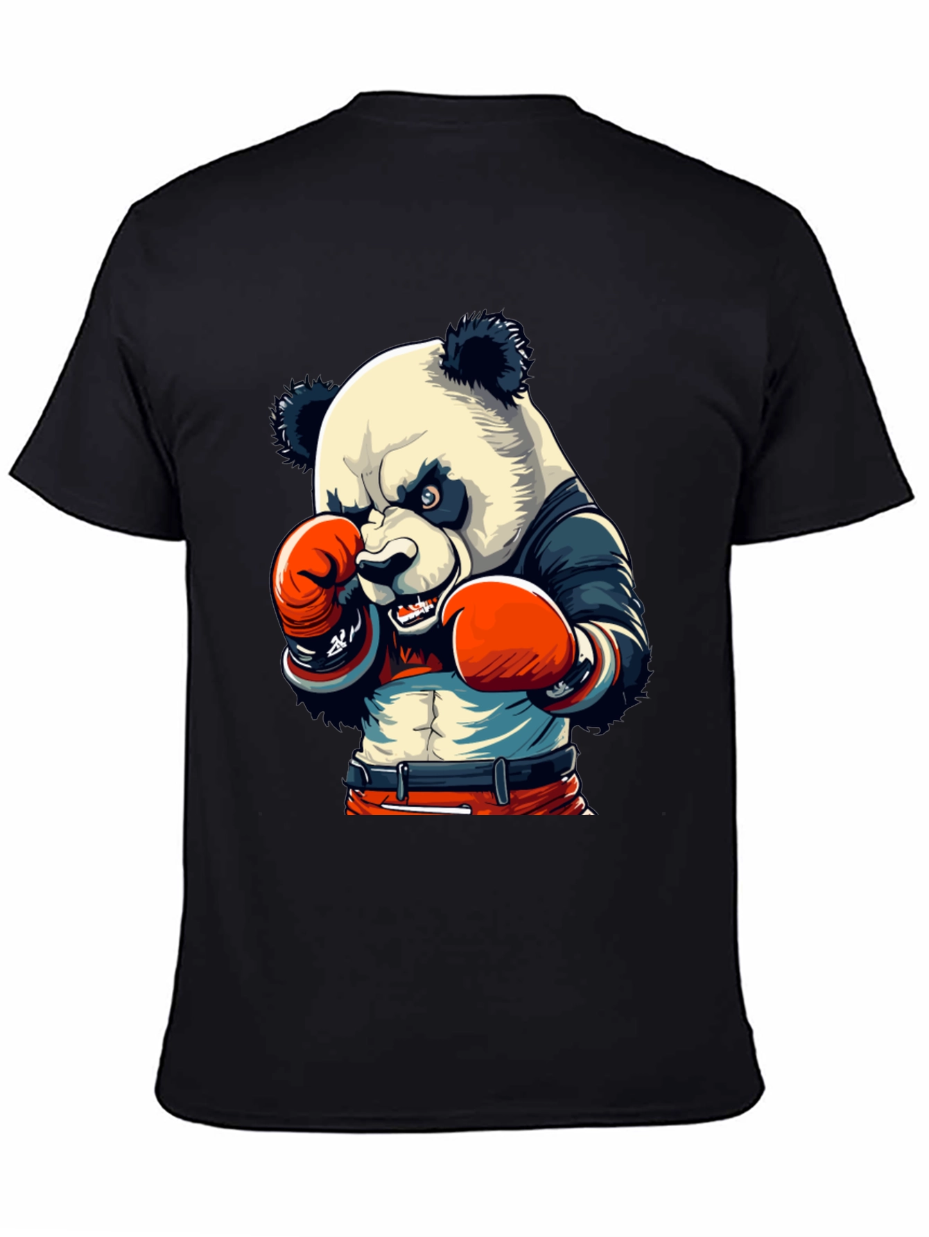 Black Panda Boxer Graphic Tee - Men's Black T-Shirt view 4