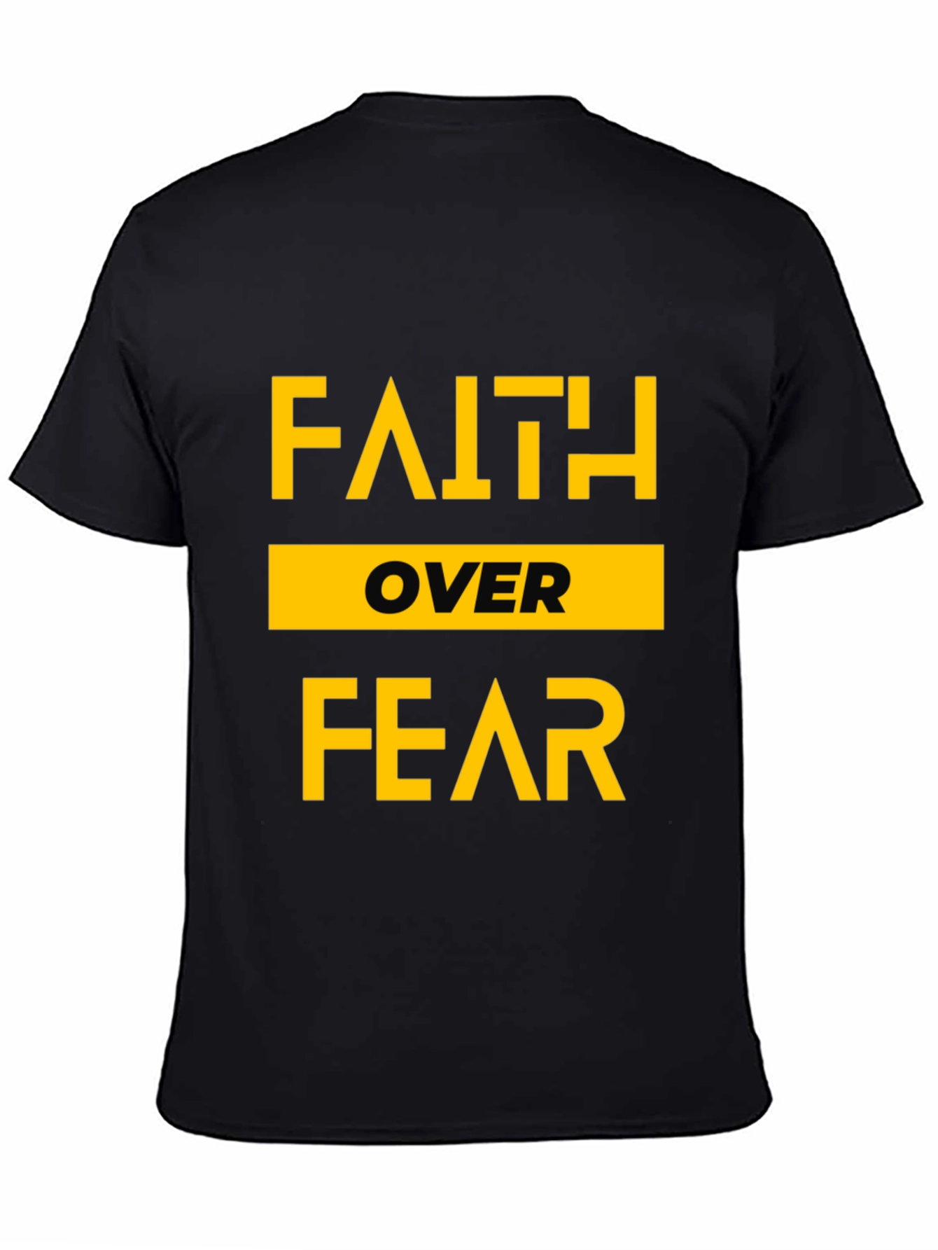Black Faith Over Fear Graphic Print Crew Neck T-Shirt view 4