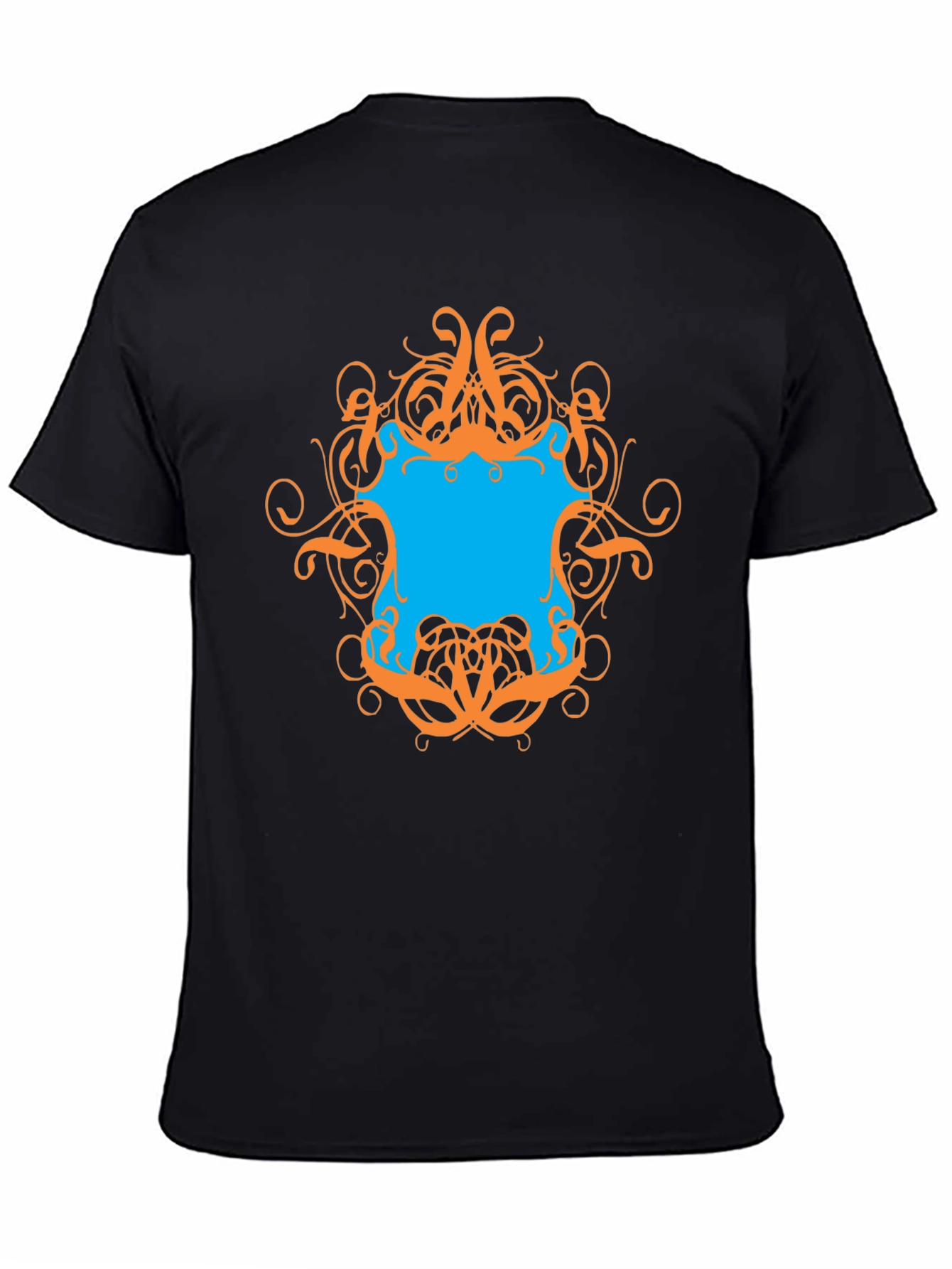 Black Graphic Tee - Black T-Shirt with Ornamental Design view 4