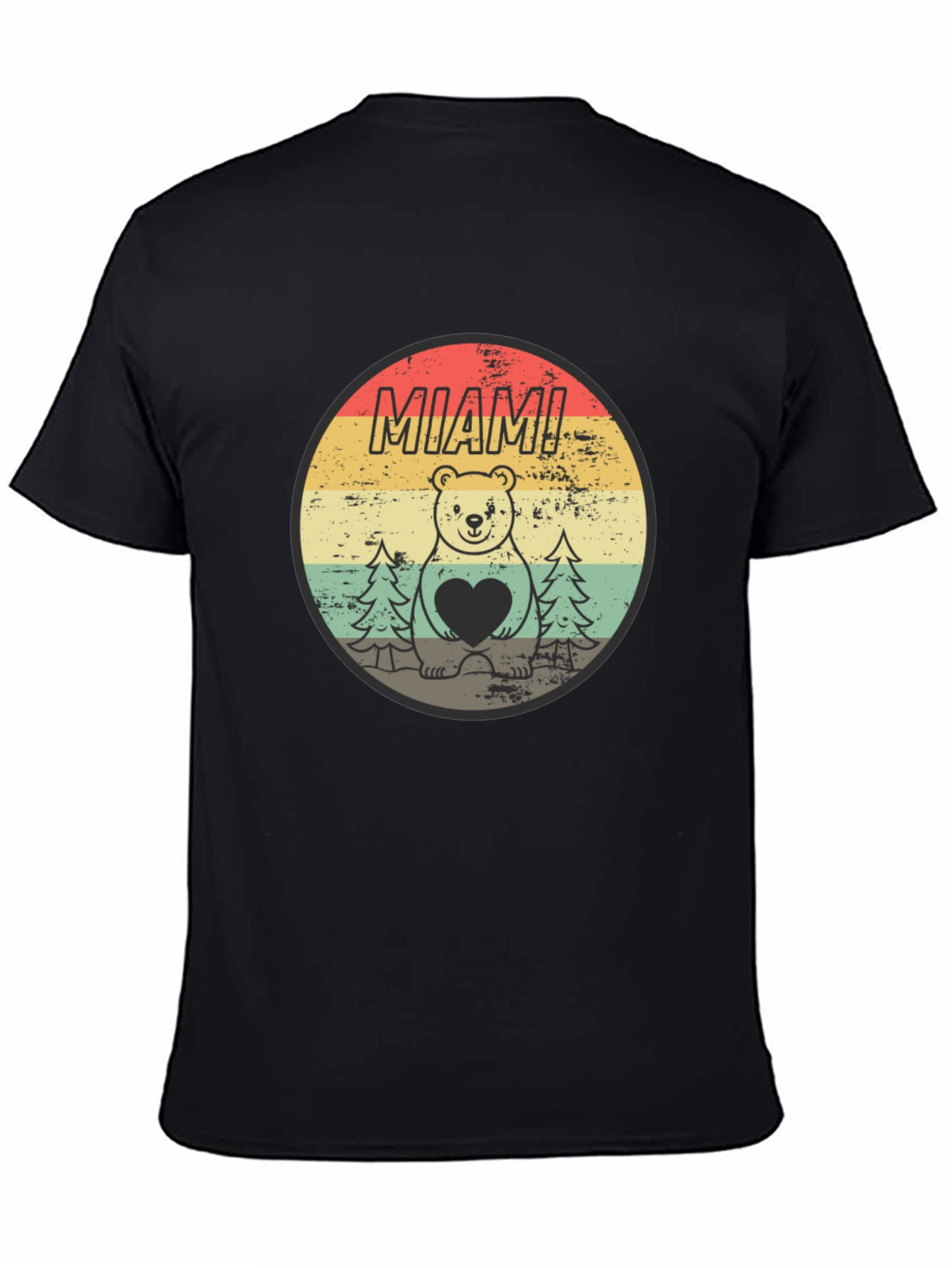 Black Miami Bear Heart Vintage Graphic T-Shirt view 4