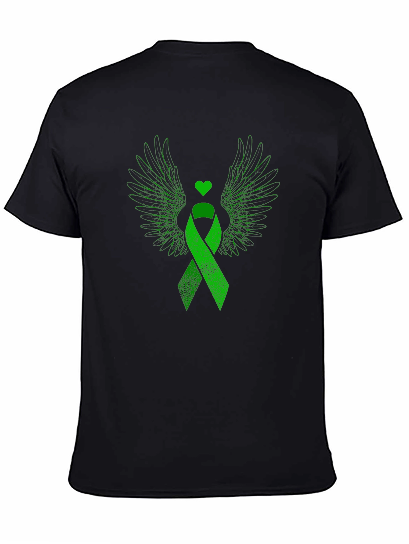 Black Green Ribbon Wings Graphic Tee view 4