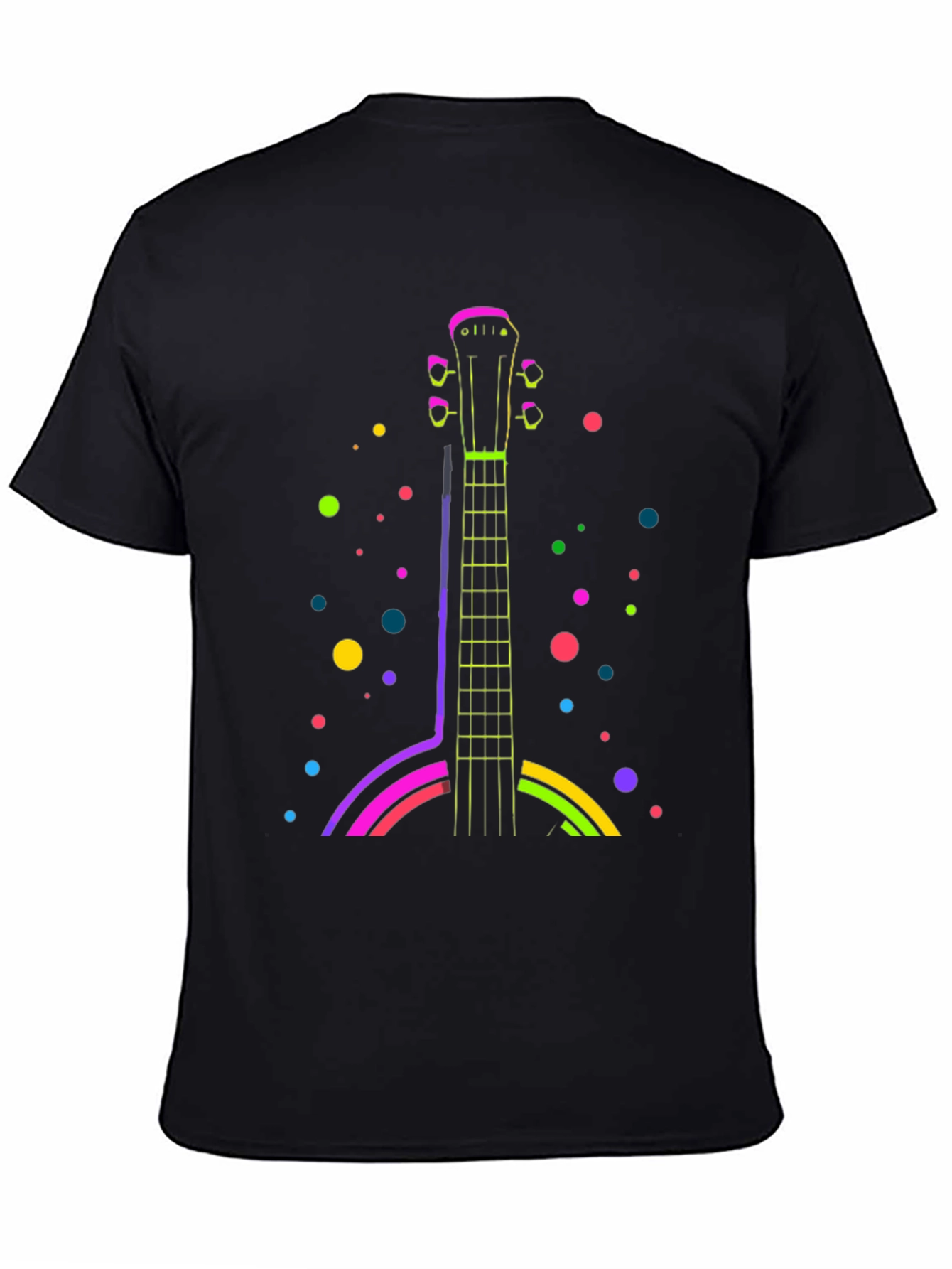 Black Neon Guitar T-Shirt - Funky Music Tee view 4