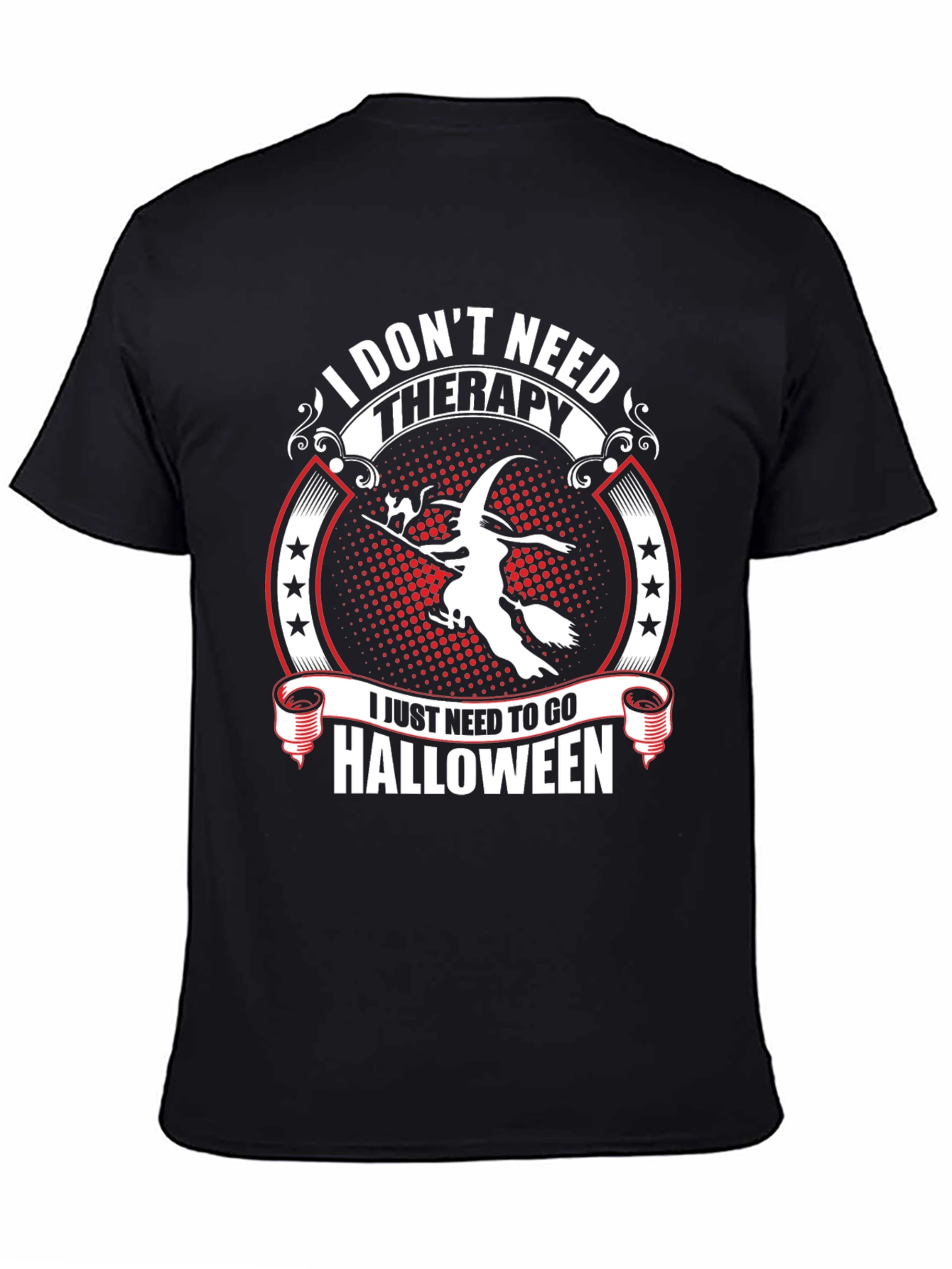 Black Halloween Witch T-Shirt - No Therapy Needed view 4