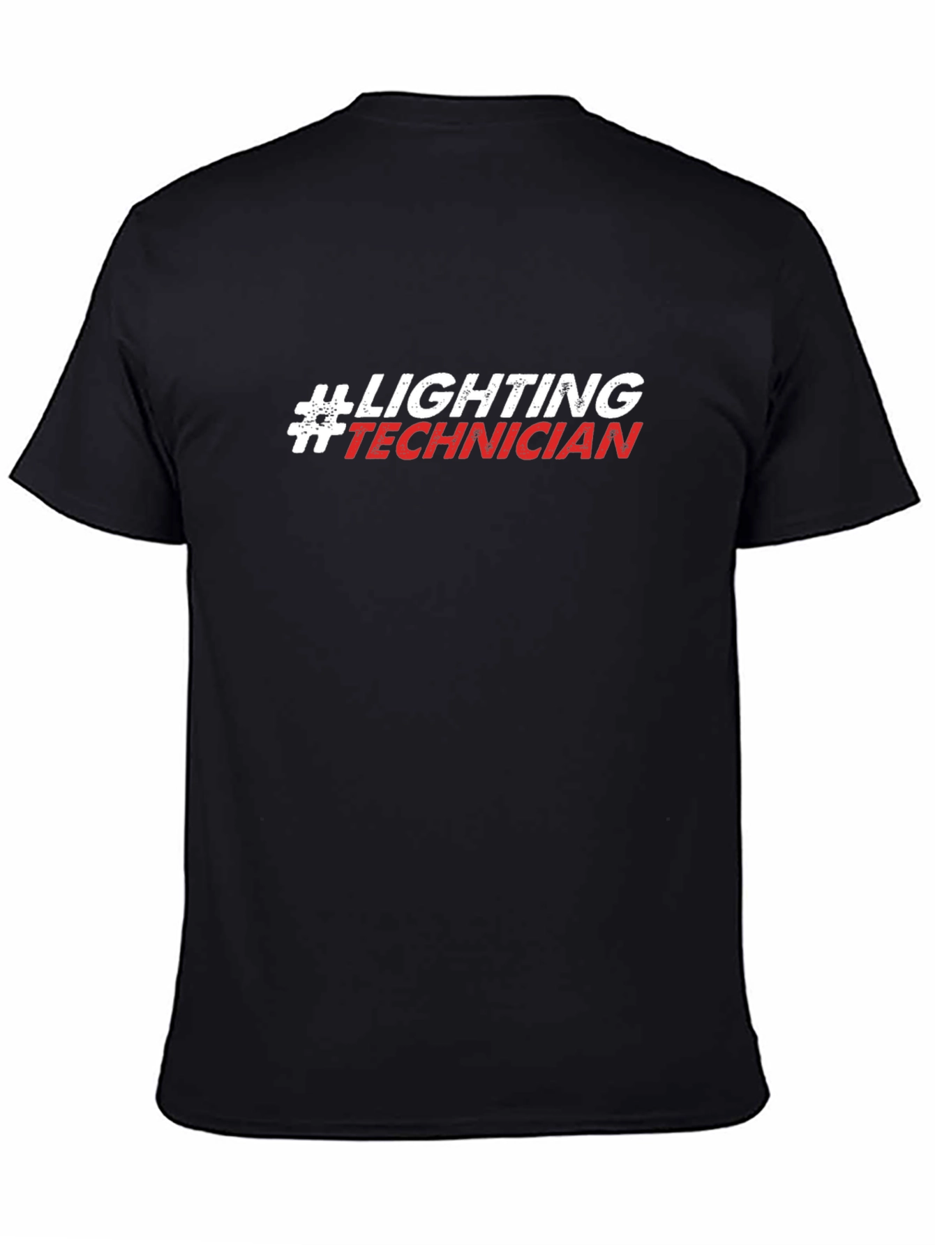 Black Lighting Technician T-Shirt - Black Crew Neck Tee view 4