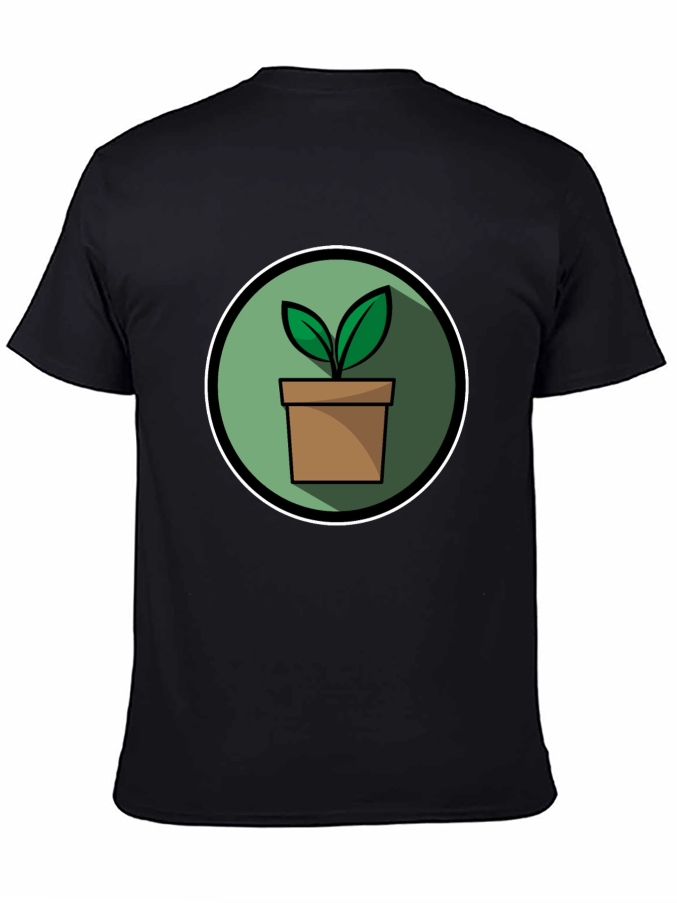 Black Plant Pot Graphic Tee - Black Cotton Blend T-Shirt view 4
