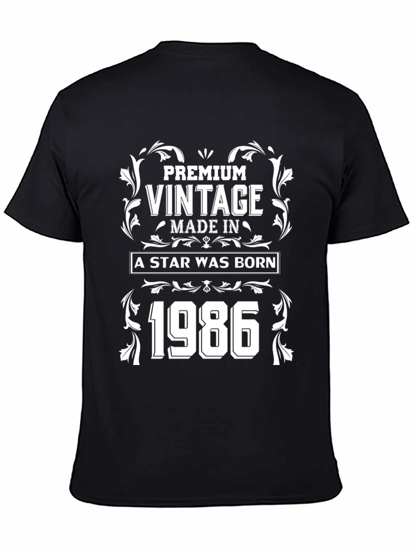 Black Premium Vintage 1986 Birthday T-Shirt view 4
