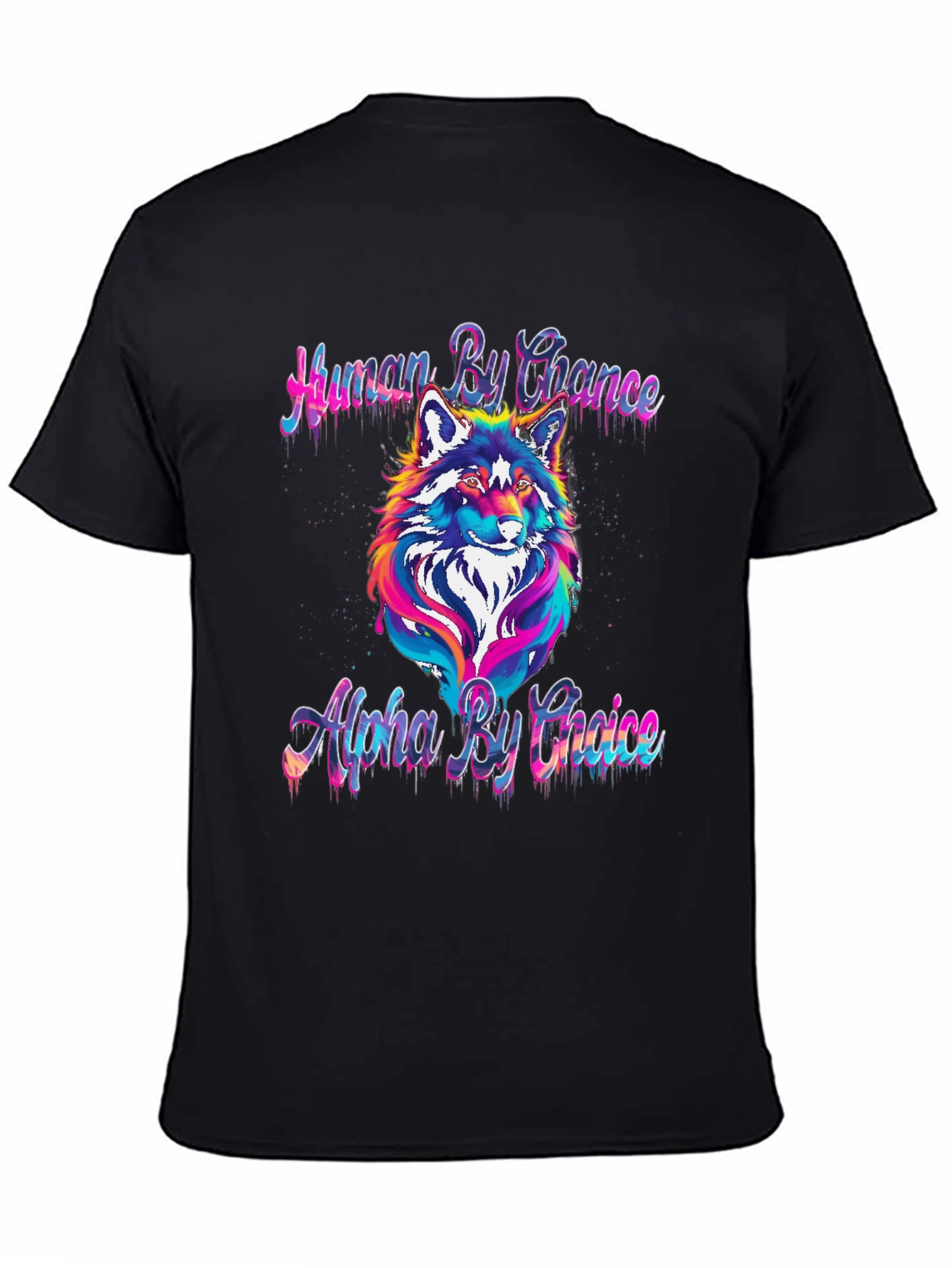 Black Human by Chance Alpha by Choice Wolf Graphic Tee view 4