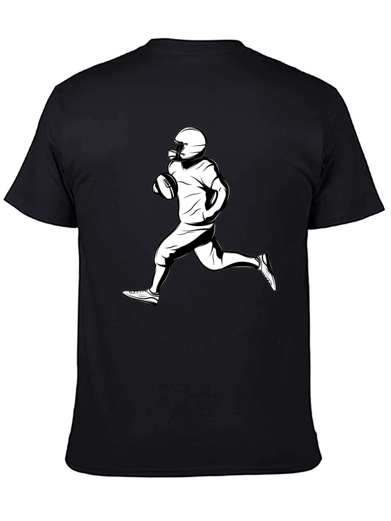 Black Football Player Graphic Tee - Black Cotton T-Shirt view 4